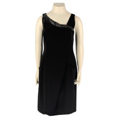 GIORGIO ARMANI Black Beaded Sheer Mesh Gown Size 42 For Sale at 1stDibs