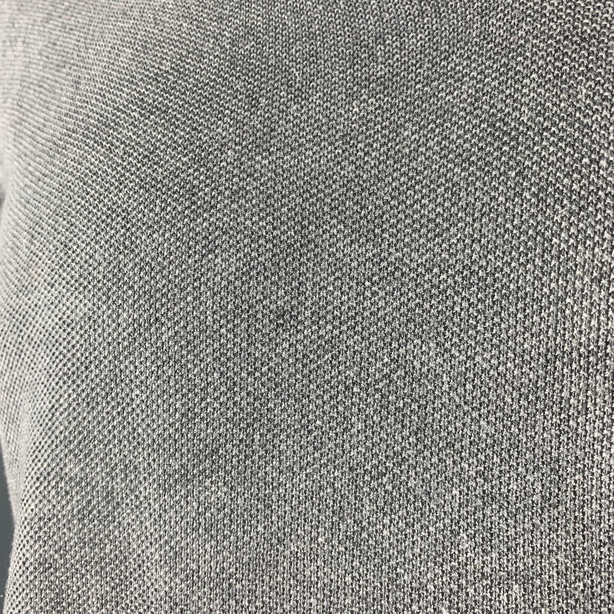 Men's GIORGIO ARMANI Size 12 Grey Silk V-Neck Short Sleeve Shirt For Sale