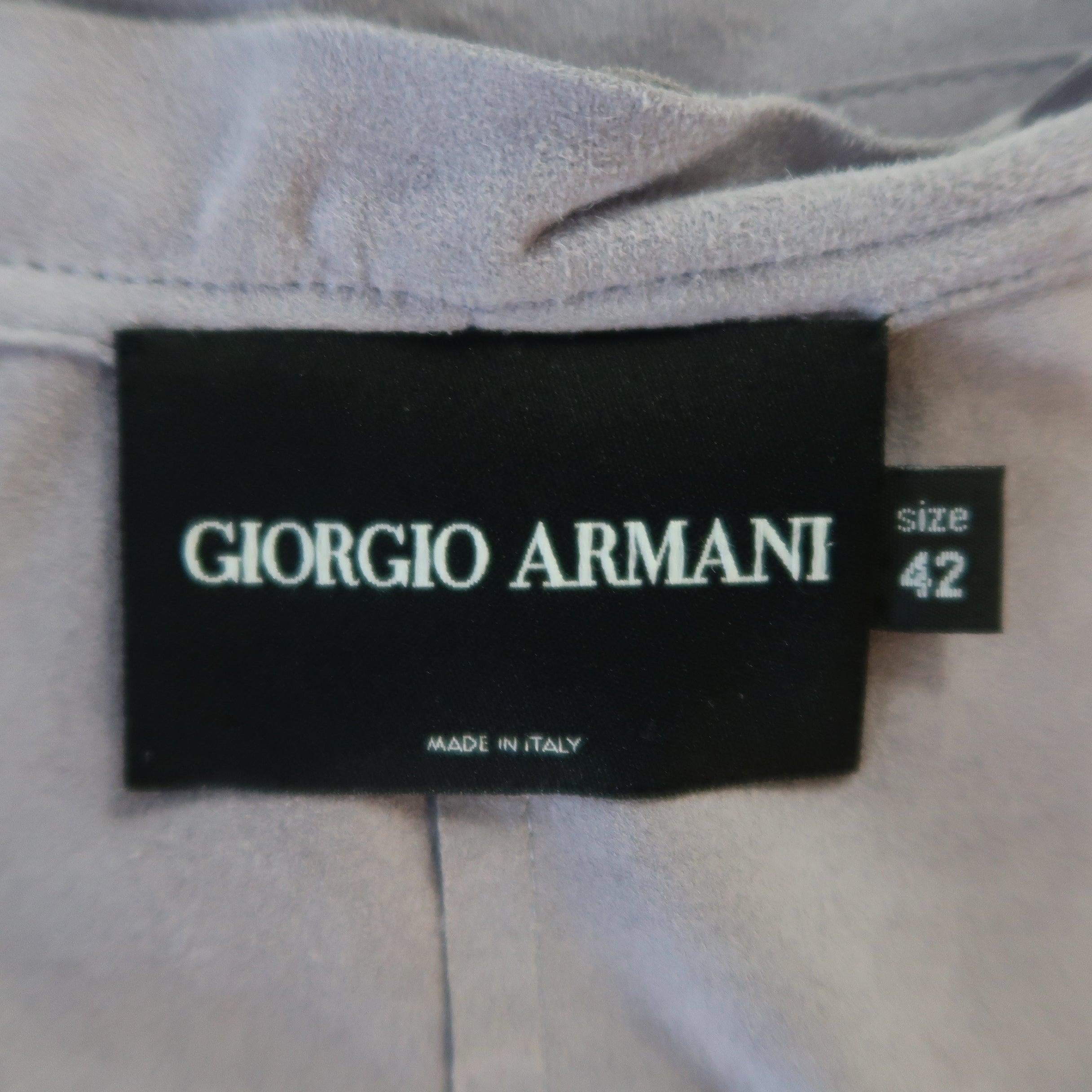 GIORGIO ARMANI Veste cardigan en daim lavande bordée de volants taille 12 en vente 6
