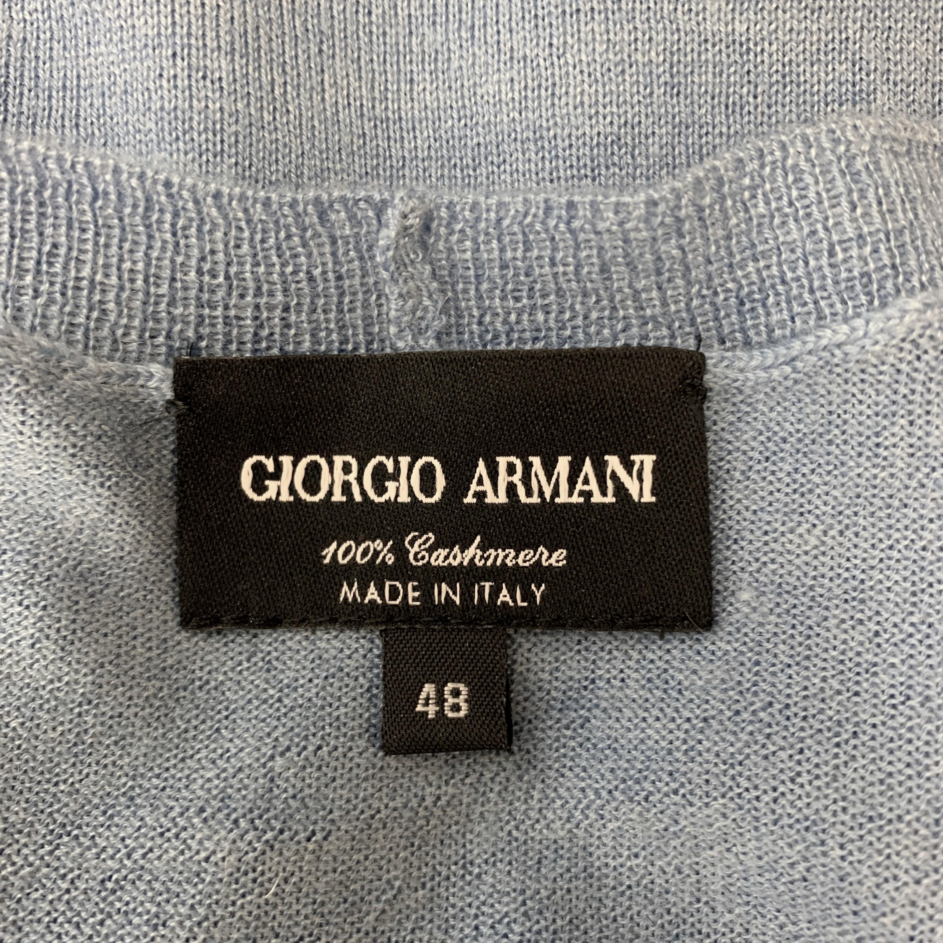 Women's GIORGIO ARMANI Size 12 Light Blue Cashmere Slit Pullover Sweater