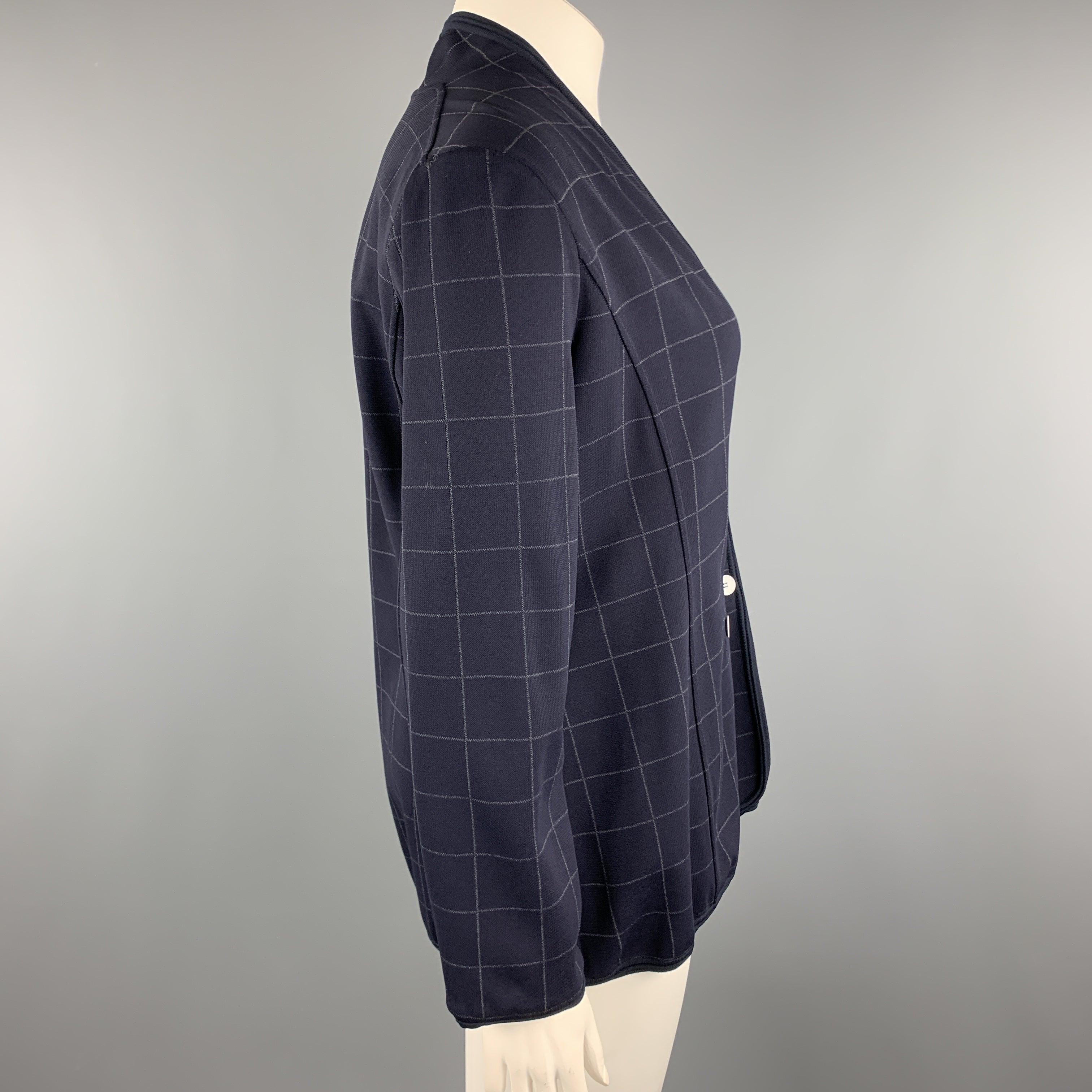 Nero GIORGIO ARMANI - Giacca cardigan doppiopetto a righe navy taglia 12 in vendita