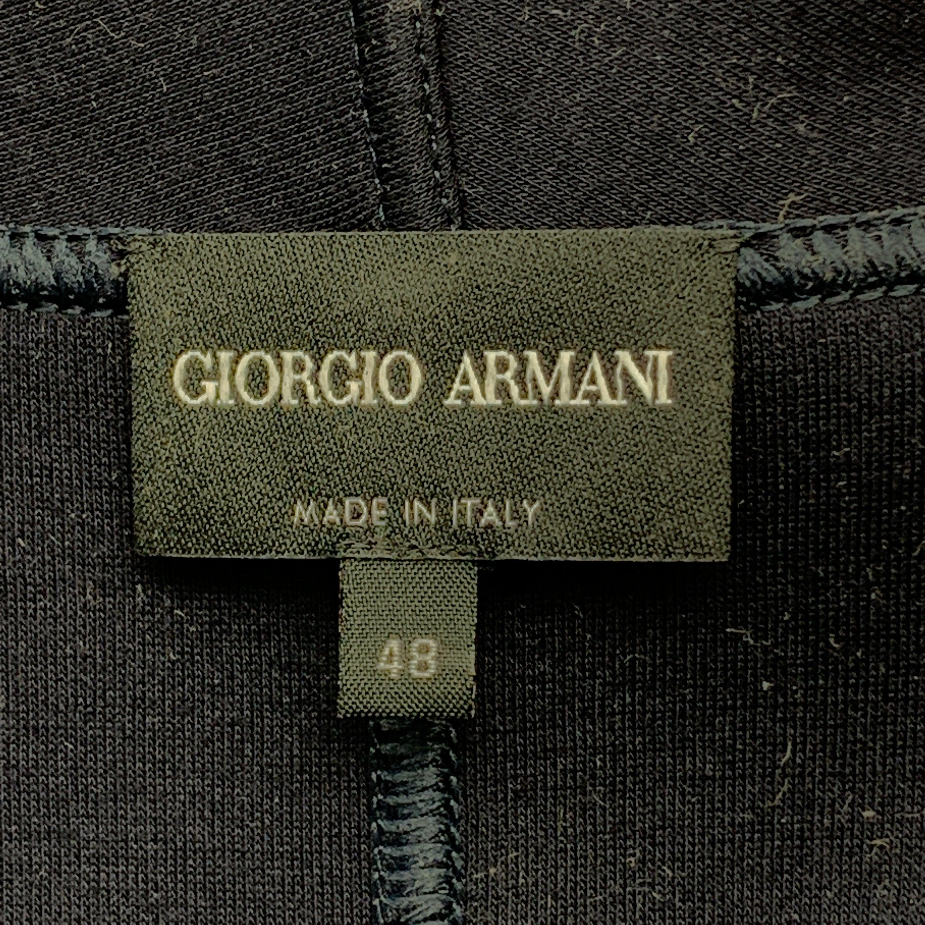 GIORGIO ARMANI Size 12 Navy Windowpane Double Breasted Cardigan Jacket For Sale 1