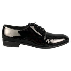 GIORGIO ARMANI Größe 12.5 Schwarze Lackleder-Schuhe zum Schnüren