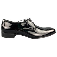 GIORGIO ARMANI Size 13 Black Patent Leather Lace Up Dress Shoes