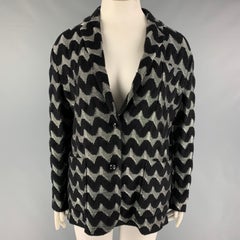 GIORGIO ARMANI Size 14 Black Grey Zig Zag Notch Lapel Jacket Blazer