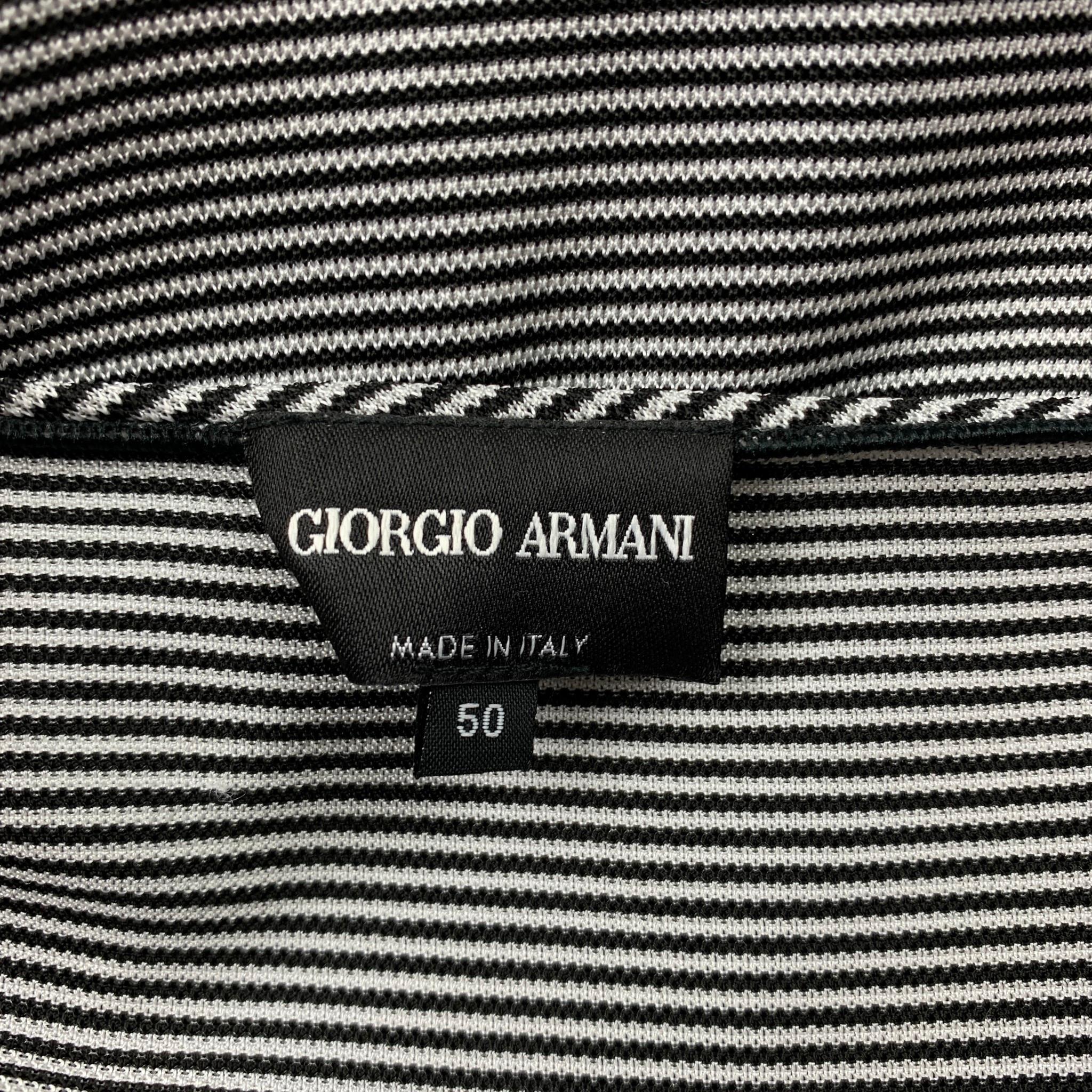 Women's GIORGIO ARMANI Size 14 Black & White Stripe Jersey Knit Top