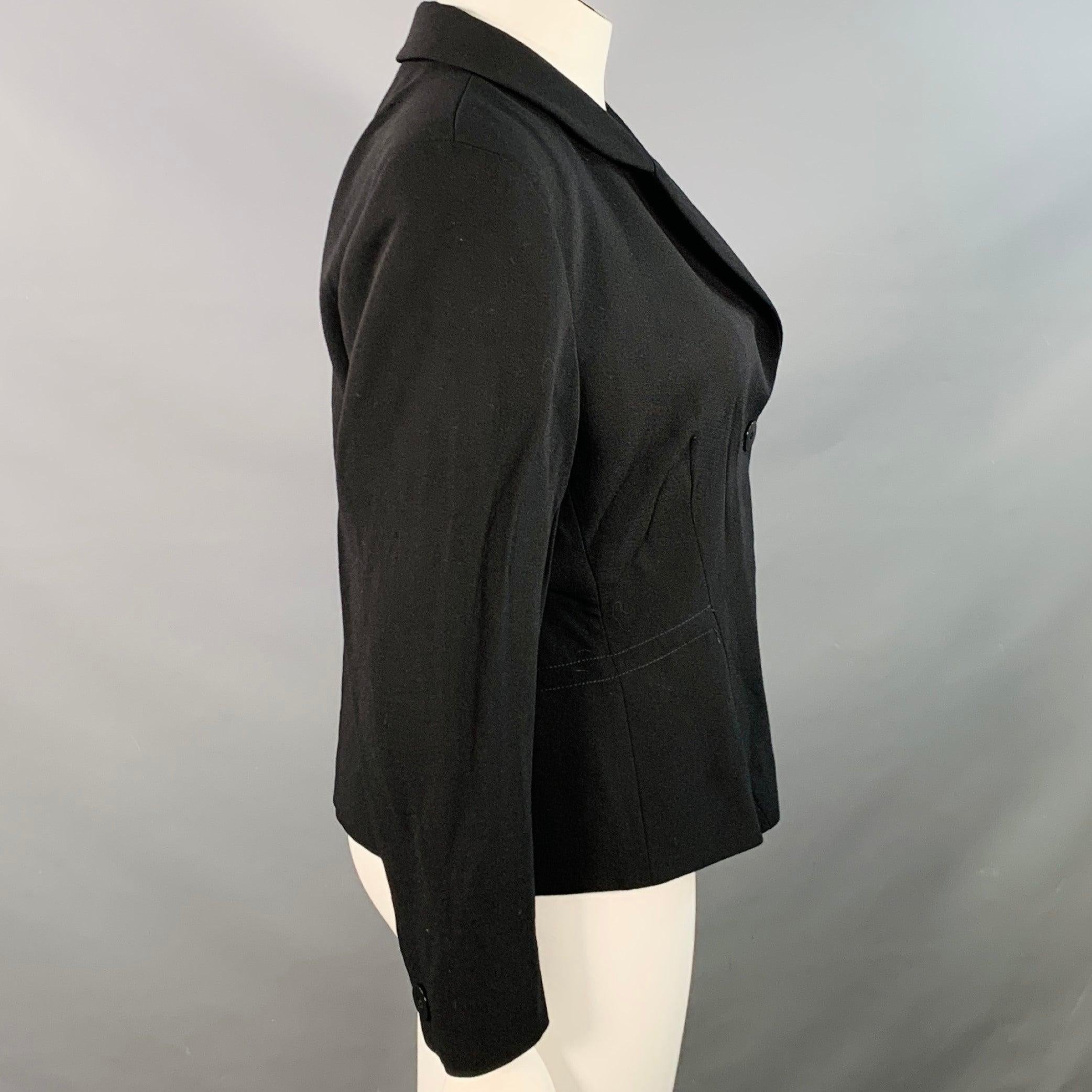 GIORGIO ARMANI Size 14 Black Wool Single Breasted Jacket Blazer In Good Condition For Sale In San Francisco, CA