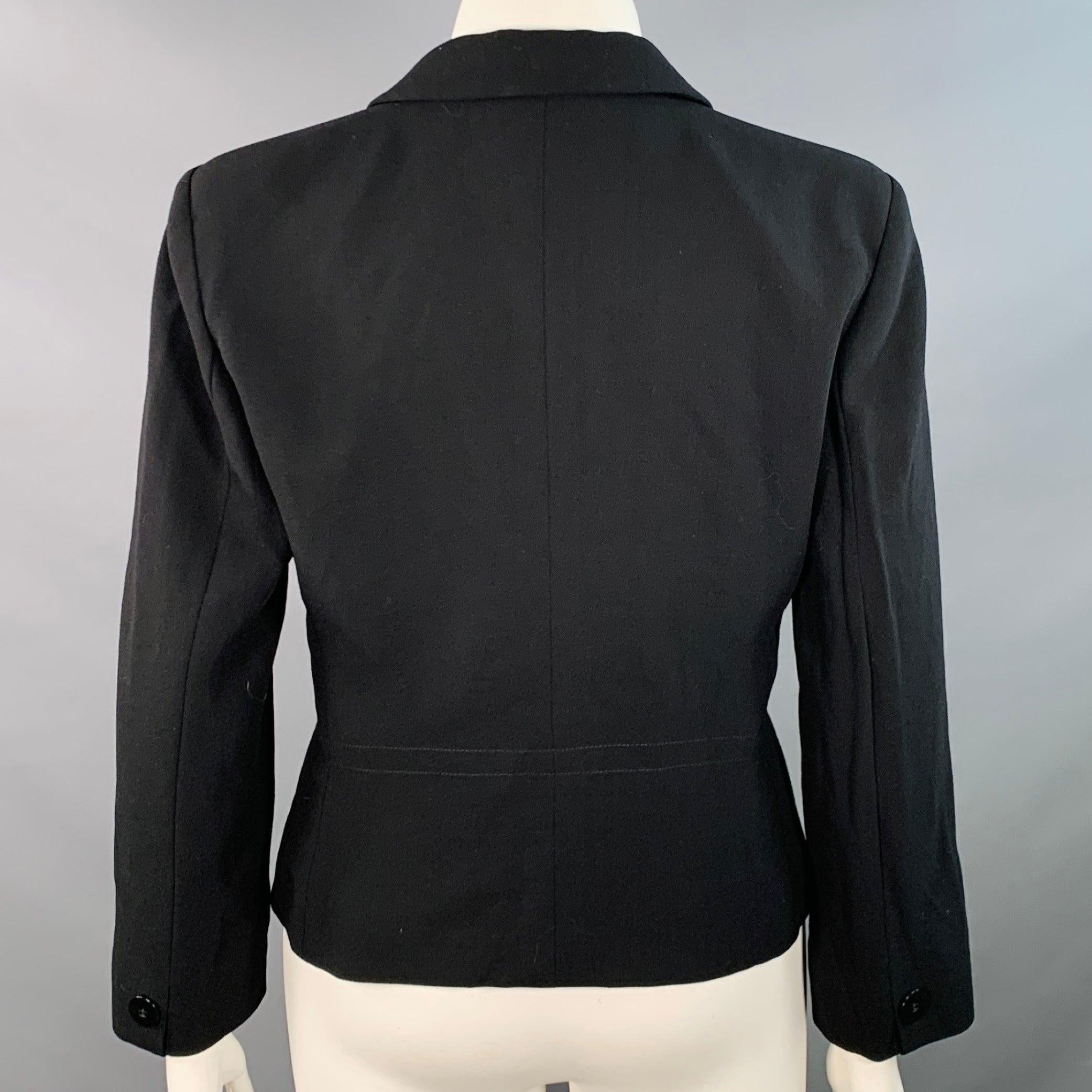 Women's GIORGIO ARMANI Size 14 Black Wool Single Breasted Jacket Blazer For Sale