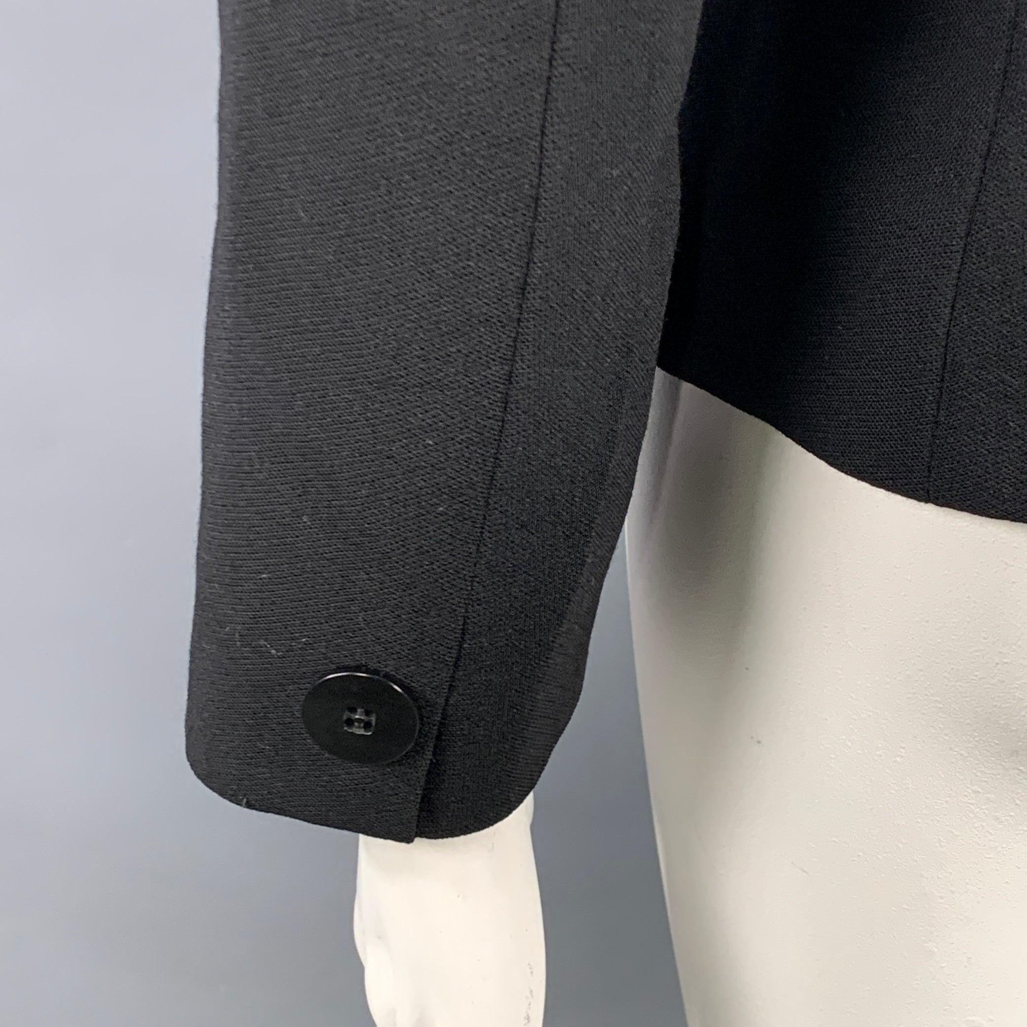 GIORGIO ARMANI Size 14 Black Wool Single Breasted Jacket Blazer For Sale 1