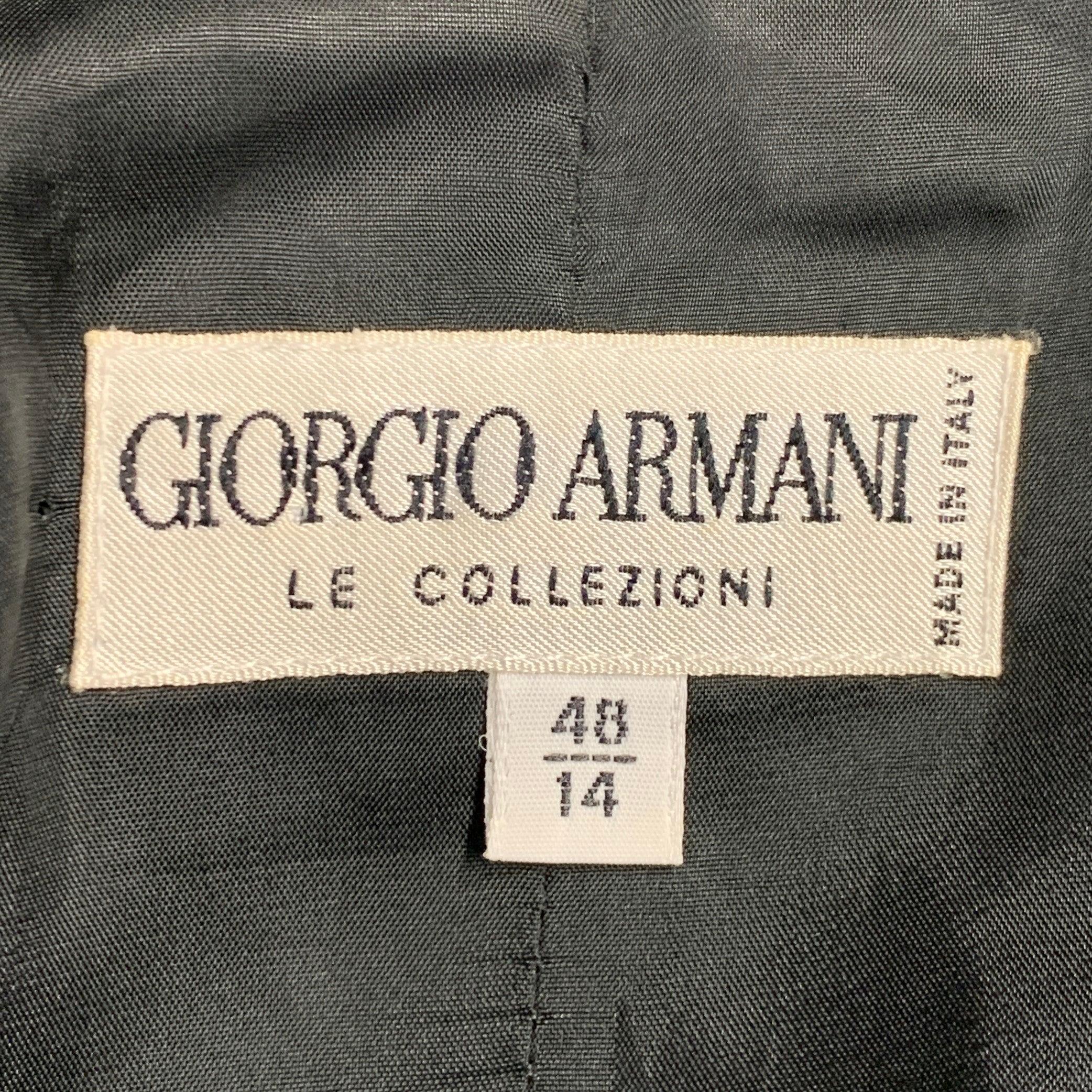 GIORGIO ARMANI Size 14 Black Wool Single Breasted Jacket Blazer For Sale 2