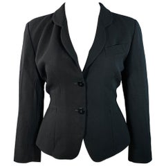 GIORGIO ARMANI Size 14 Black Wool Single Breasted Jacket Blazer