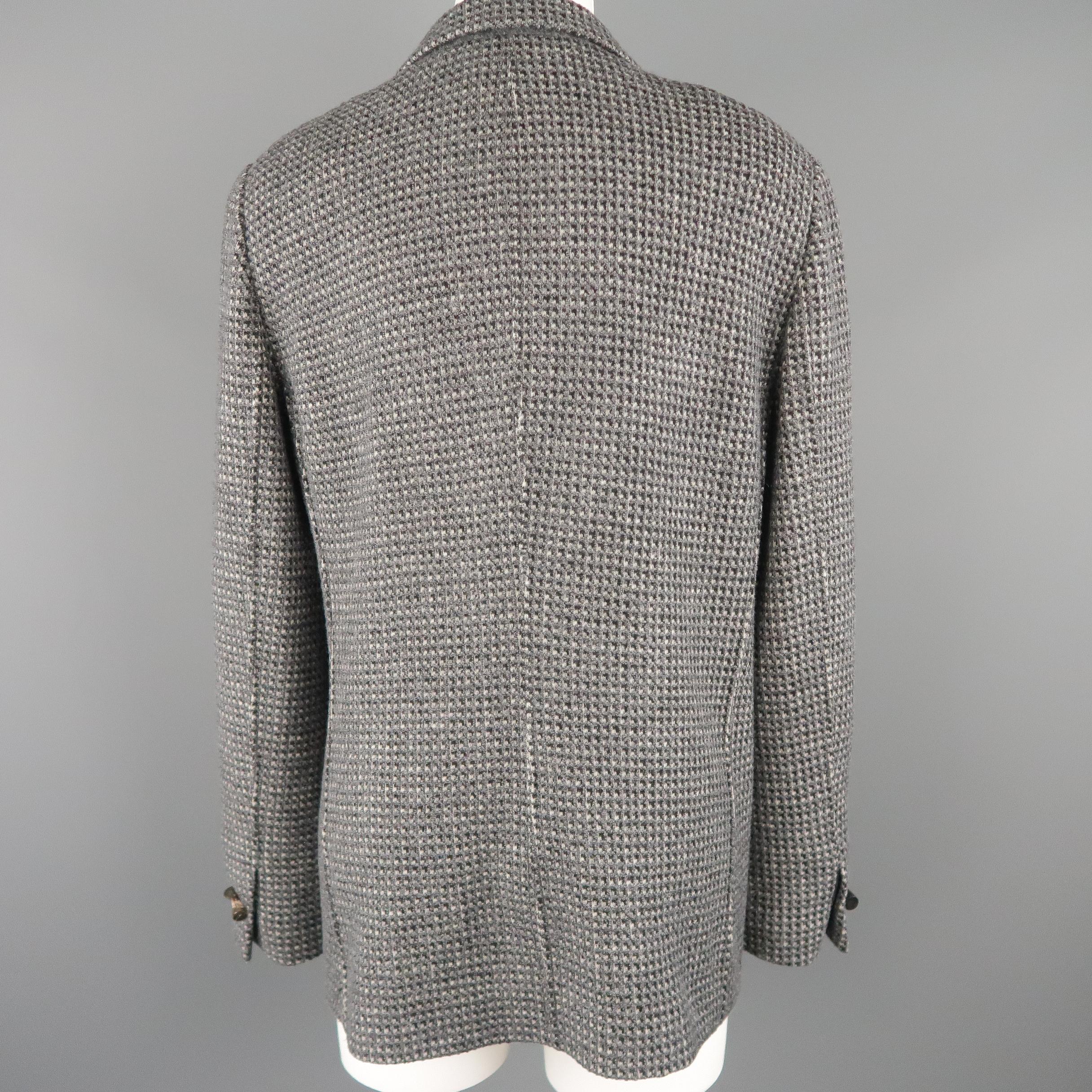 Women's GIORGIO ARMANI Size 16 Grey Textured Wool Blend Notch Lapel Jacket
