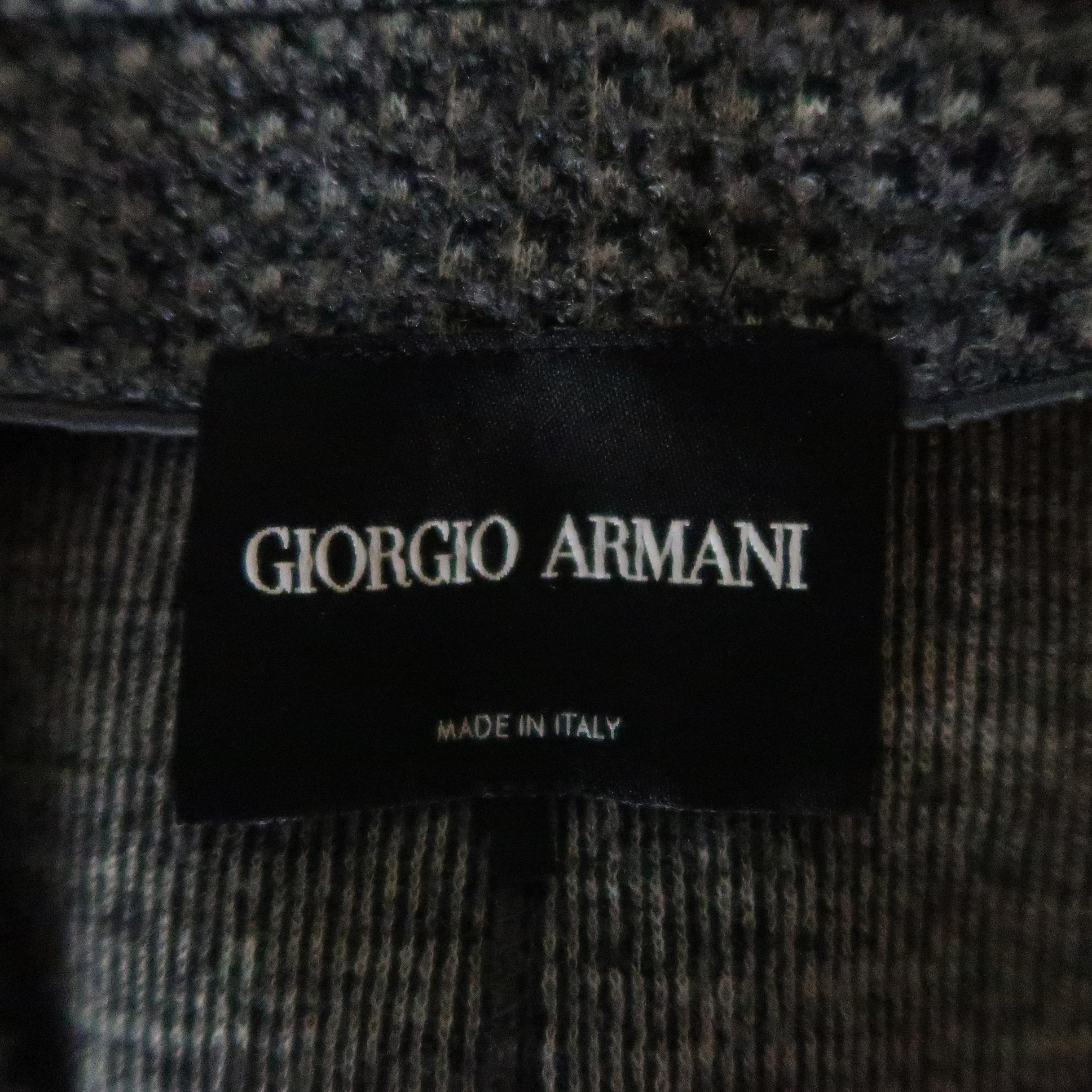 GIORGIO ARMANI Size 16 Grey Textured Wool Blend Notch Lapel Jacket 2