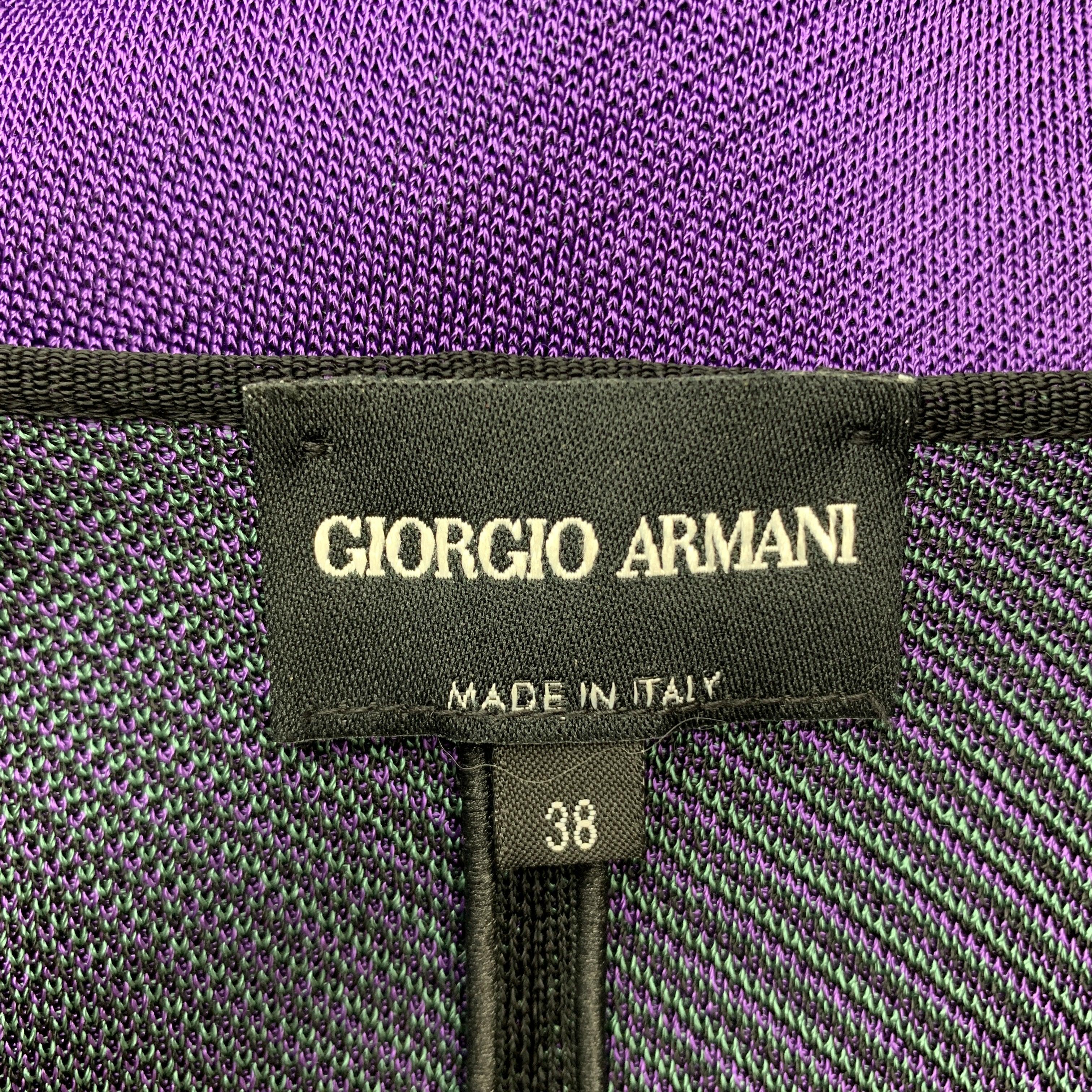 GIORGIO ARMANI Size 2 Black Green & Purple Color Block Shoulder Pad Jacket For Sale 2