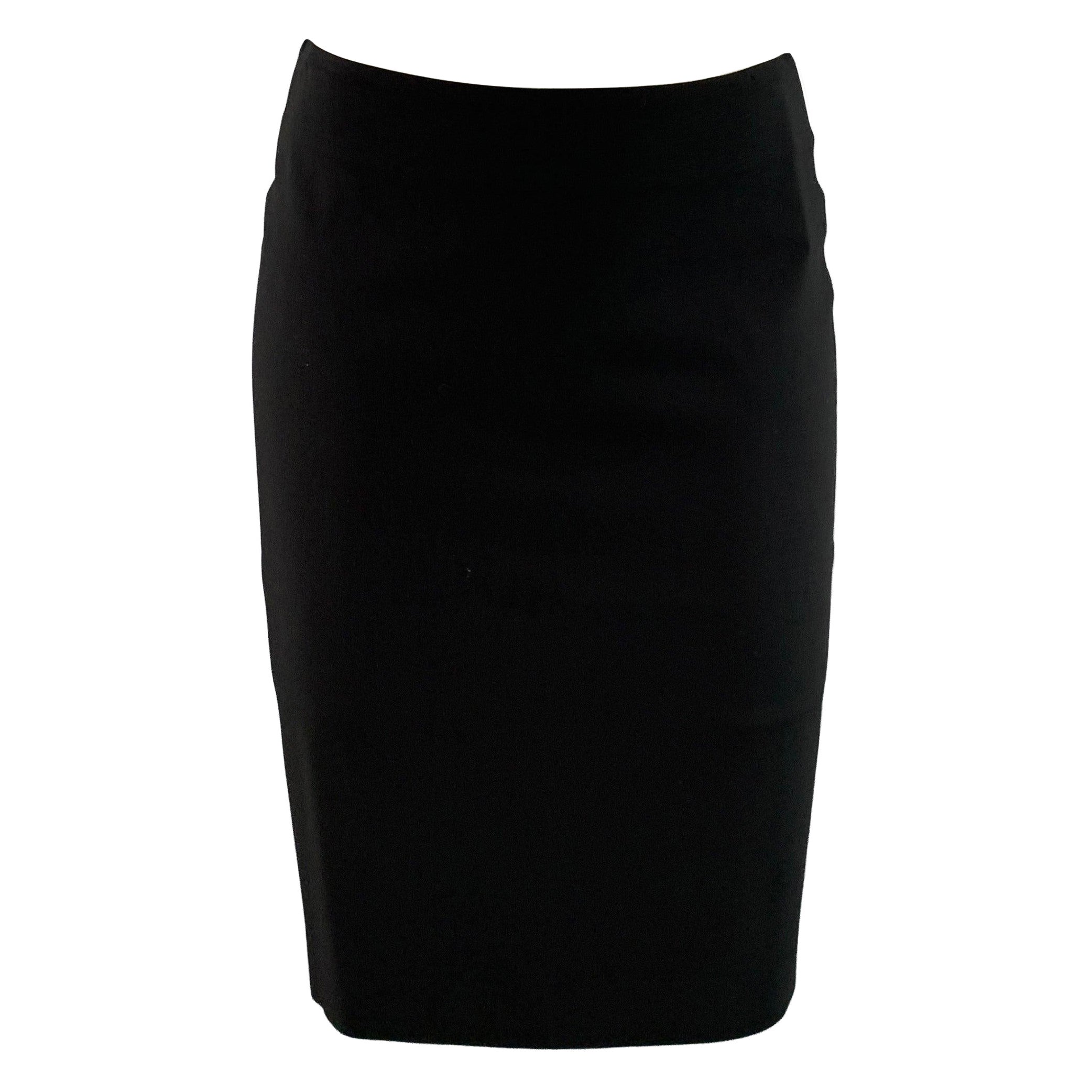Giorgio Armani - Taille 2 - Jupe crayon en laine noire longueur genou