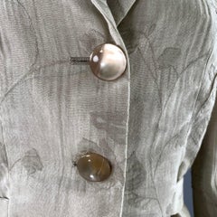 GIORGIO ARMANI Size 2 Cream Cotton Blend Floral Jacket