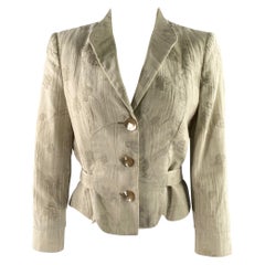GIORGIO ARMANI Size 2 Cream Cotton Blend Floral Jacket