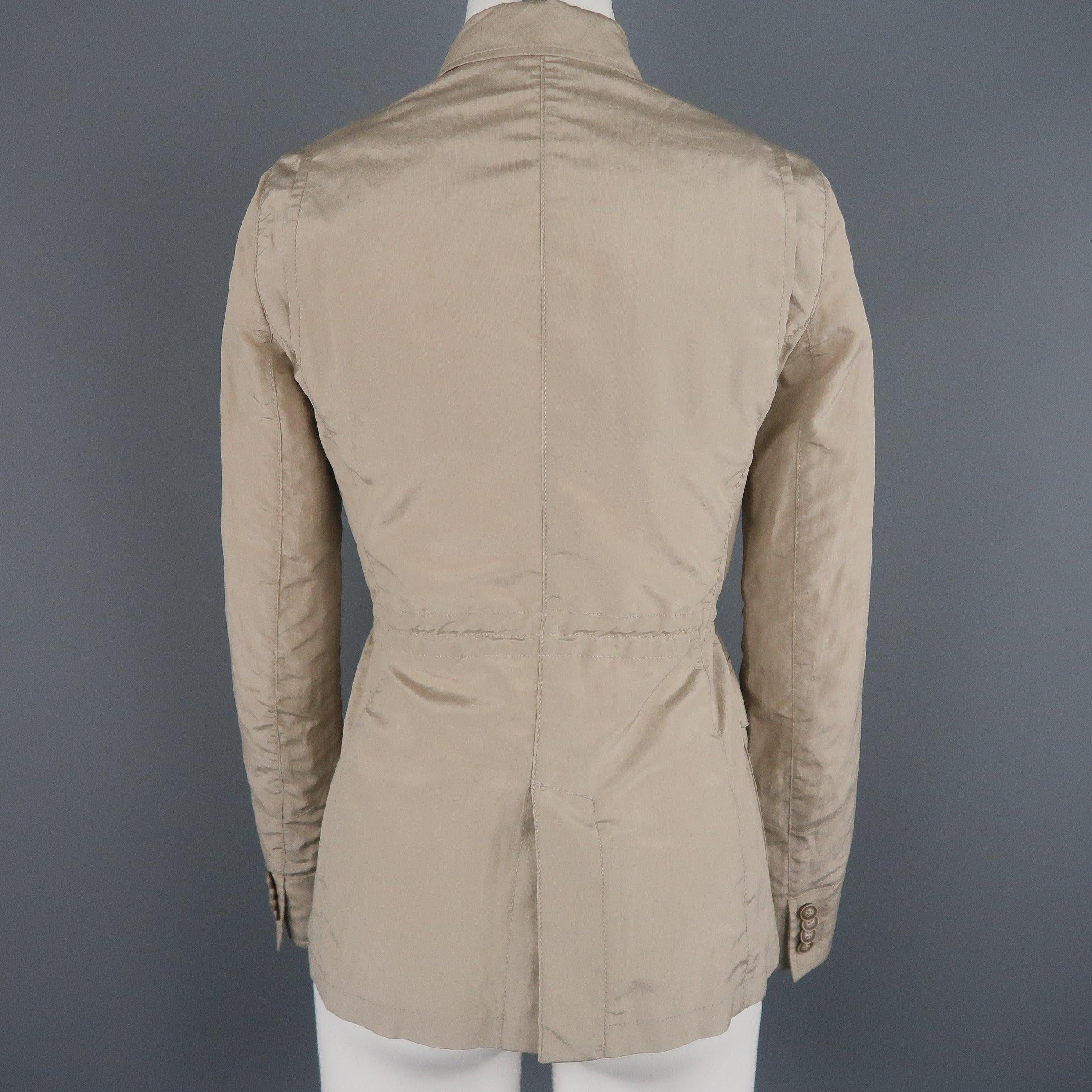 GIORGIO ARMANI Size 2 Khaki Silk Blend Safari Jacket For Sale 2