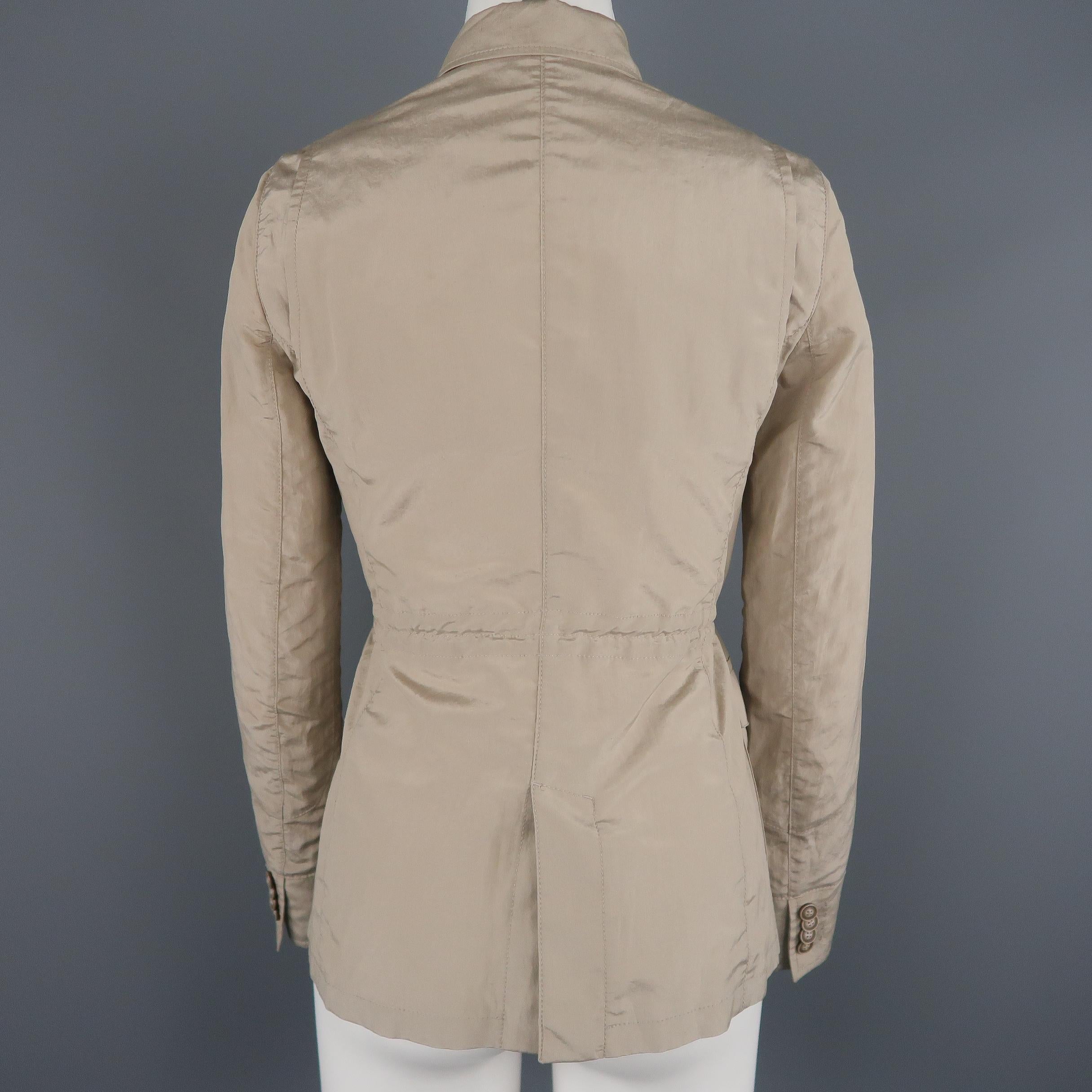 Women's GIORGIO ARMANI Size 2 Khaki Silk Blend Safari Jacket