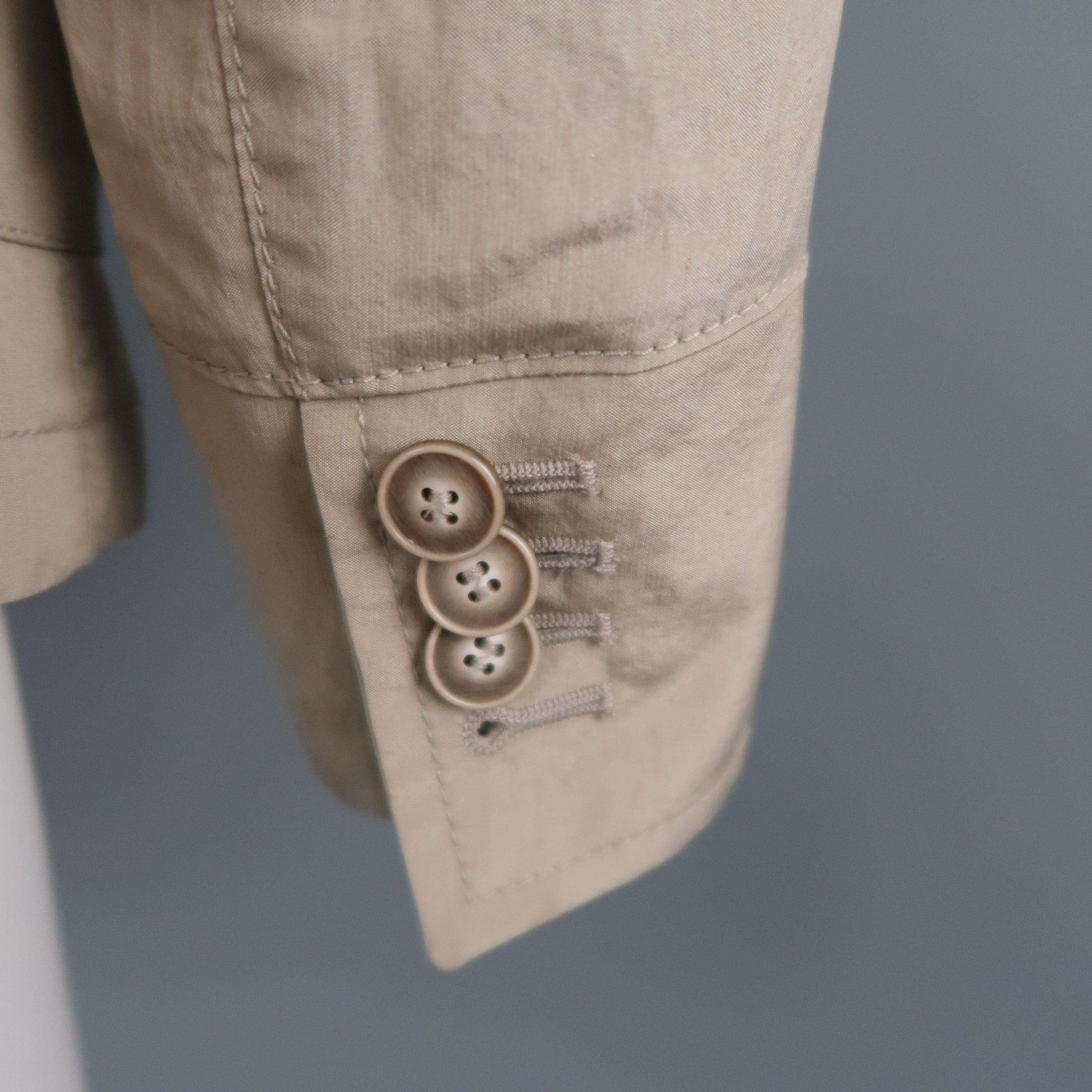 GIORGIO ARMANI Size 2 Khaki Silk Blend Safari Jacket For Sale 3