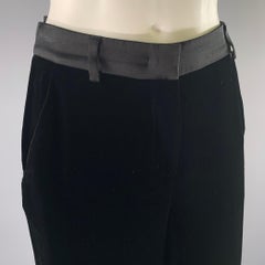 GIORGIO ARMANI Size 30 Black Velvet Wide Leg Dress Pants