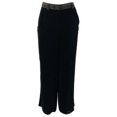 GIORGIO ARMANI Size 30 Black Velvet Wide Leg Dress Pants