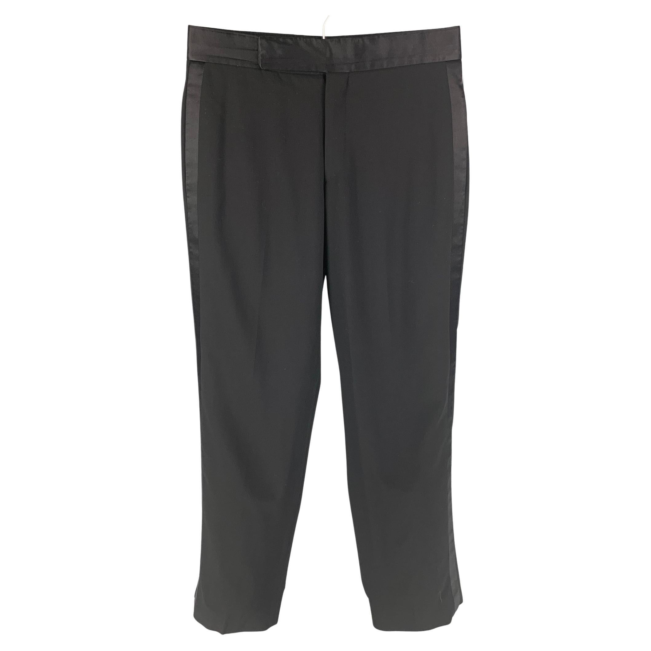 Armani Pantalon en laine noir motif ray\u00e9 style d\u2019affaires Mode Pantalons Pantalons en laine 
