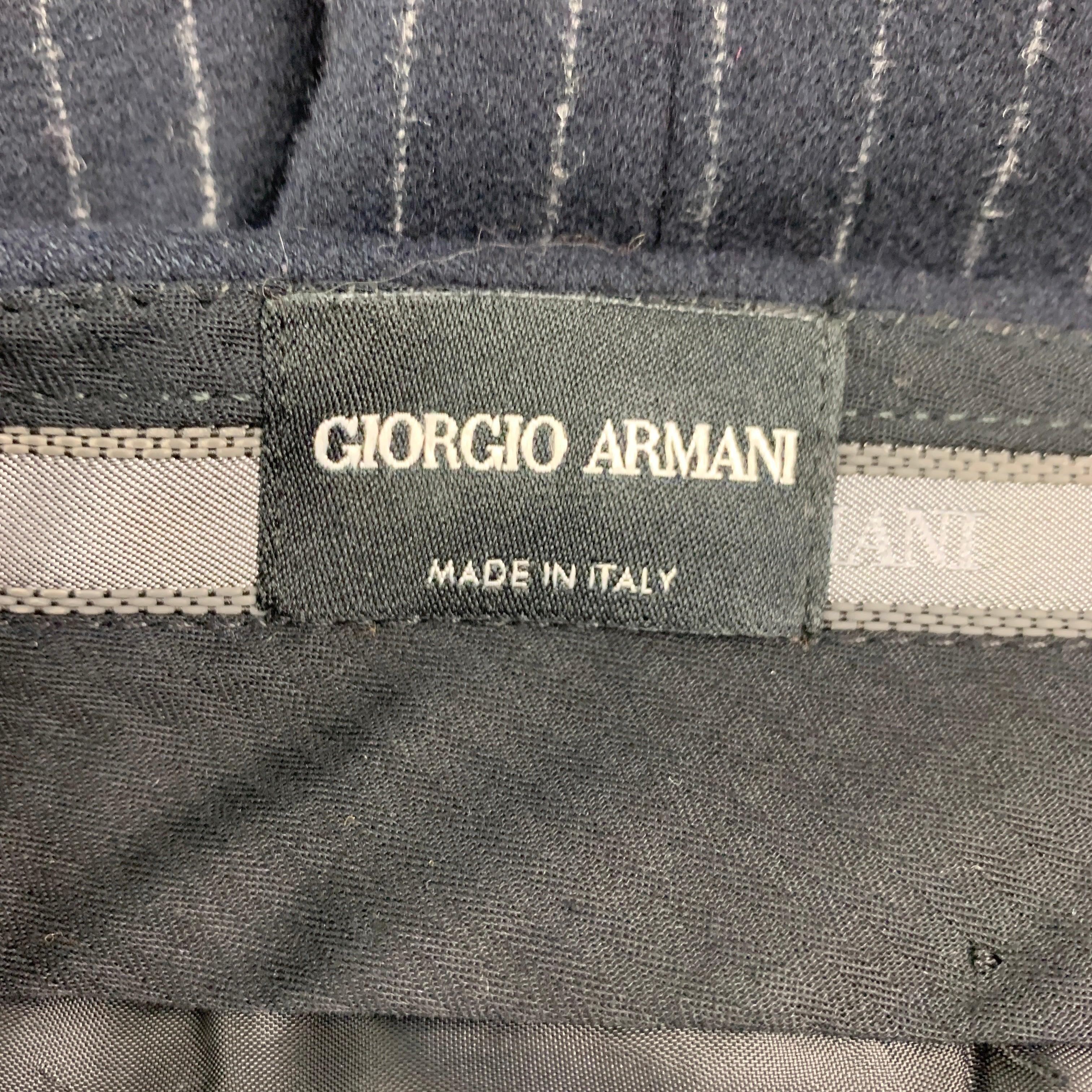 GIORGIO ARMANI Size 32 Navy Pinstripe Wool Blend Dress Pants 1