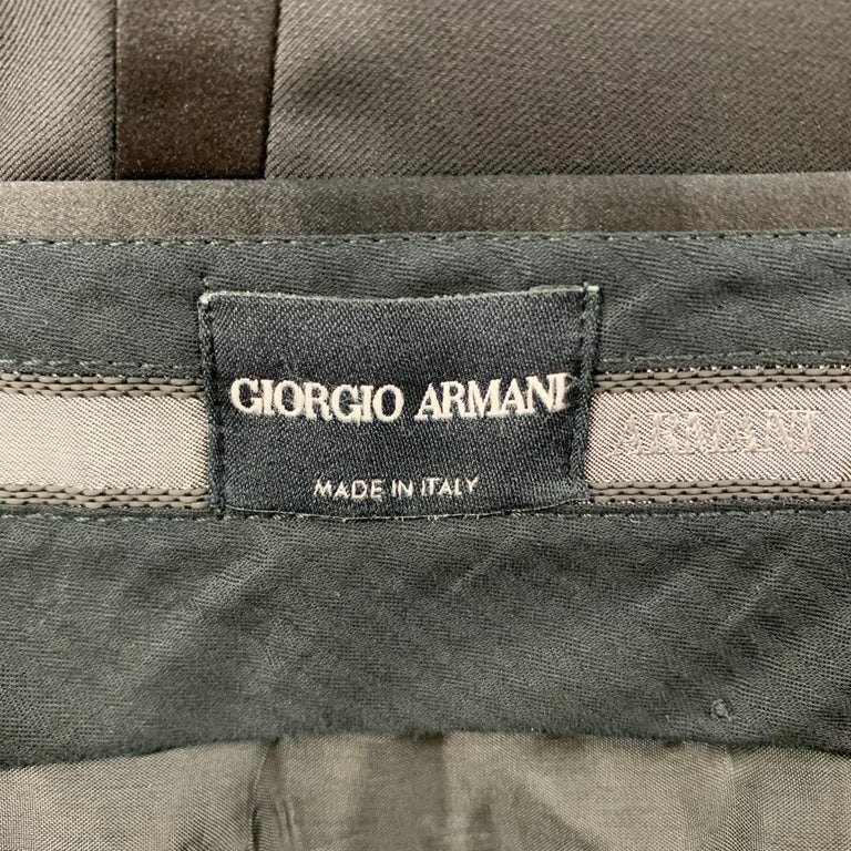 ARMANI Size 36 Black Wool Cashmere Tuxedo Dress Pants For Sale