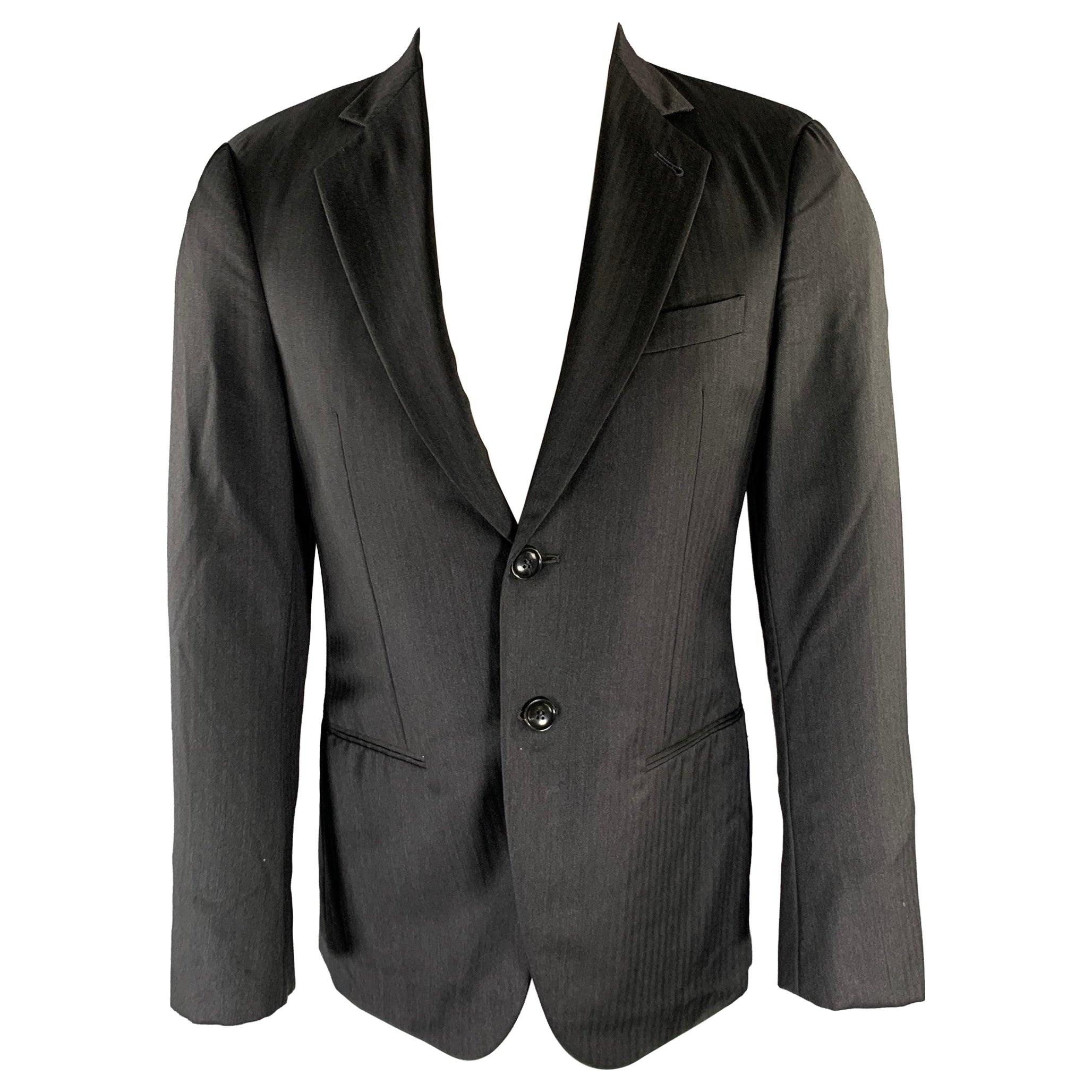 GIORGIO ARMANI Size 36 Charcoal Wool Notch Lapel Sport Coat For Sale