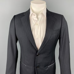 GIORGIO ARMANI Size 36 Regular Navy Chalkstripe Wool Sport Coat
