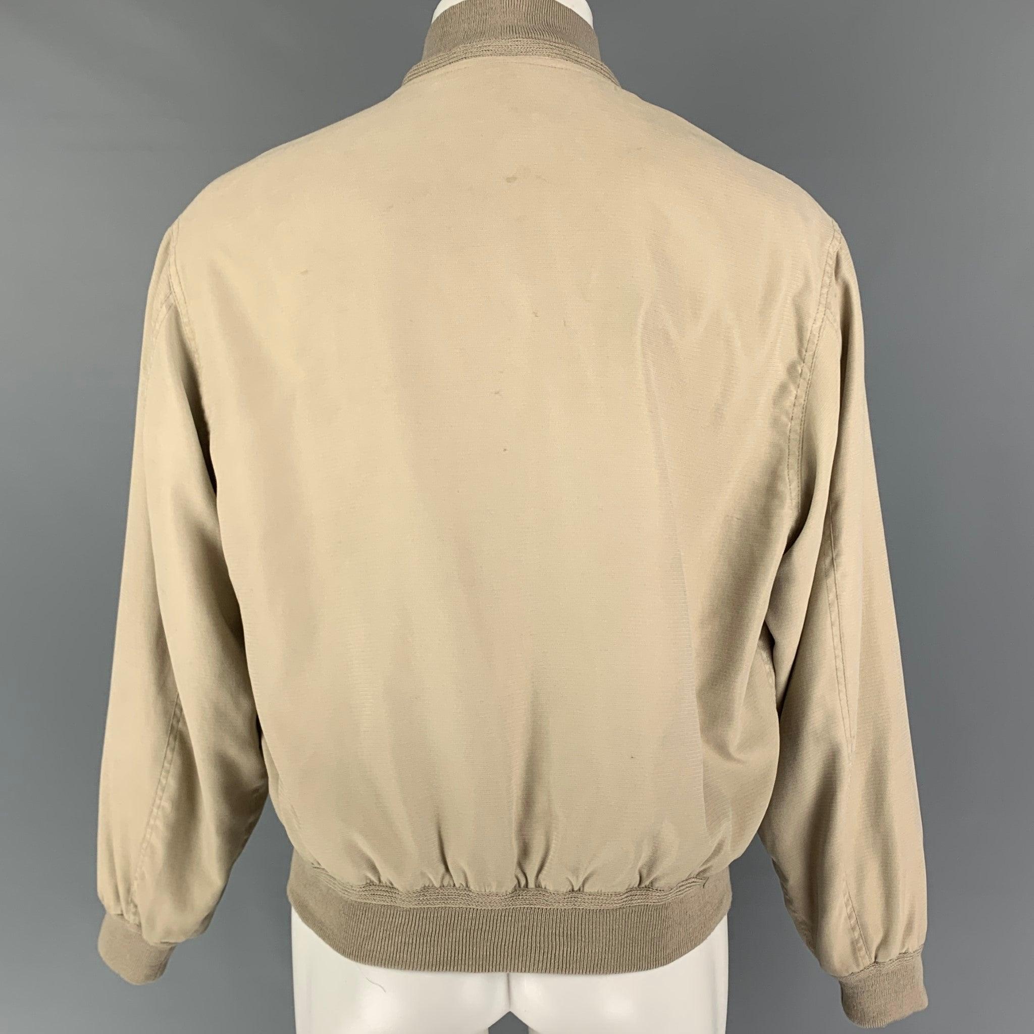 GIORGIO ARMANI Size 38 Beige Polyester Nylon Bomber Jacket In Good Condition For Sale In San Francisco, CA