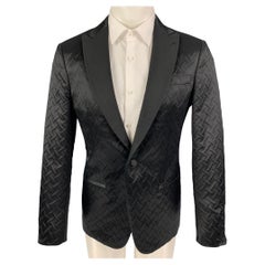 GIORGIO ARMANI Size 38 Black Textured Polyester Blend Sport Coat