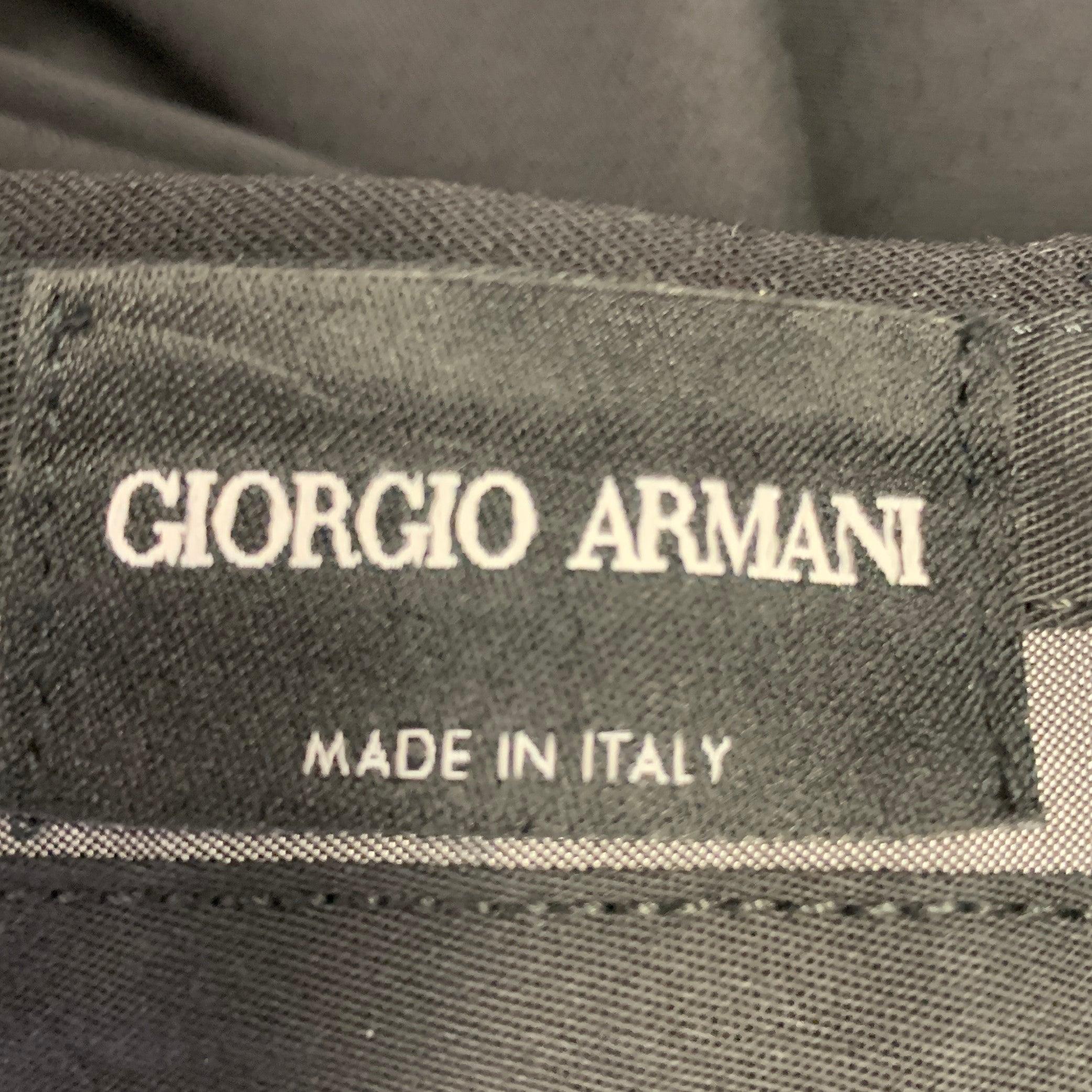 GIORGIO ARMANI Size 38 Black Wool Blend Flat Front Dress Pants In Excellent Condition In San Francisco, CA