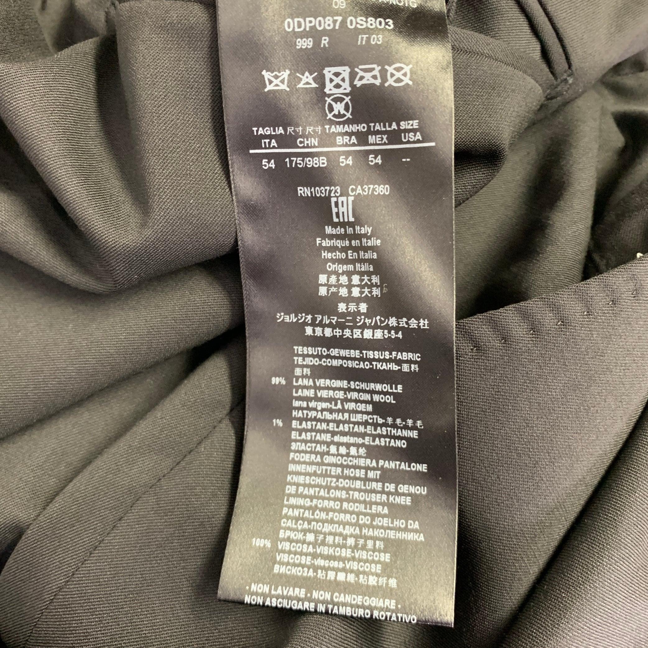 GIORGIO ARMANI Talla 38 Pantalones de vestir con parte delantera plana de mezcla de lana negra en Excelente Estado en San Francisco, CA