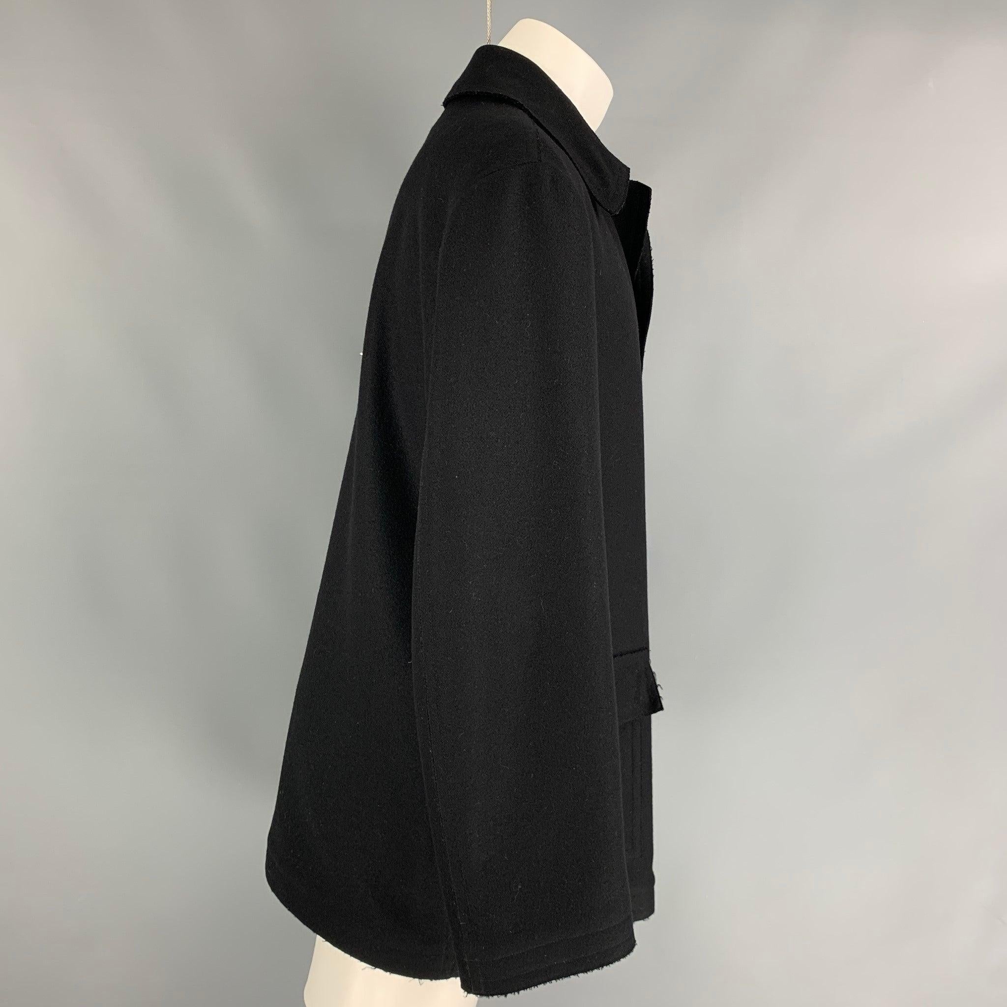 GIORGIO ARMANI Size 38 black Wool Single breasted Peacoat In Good Condition For Sale In San Francisco, CA