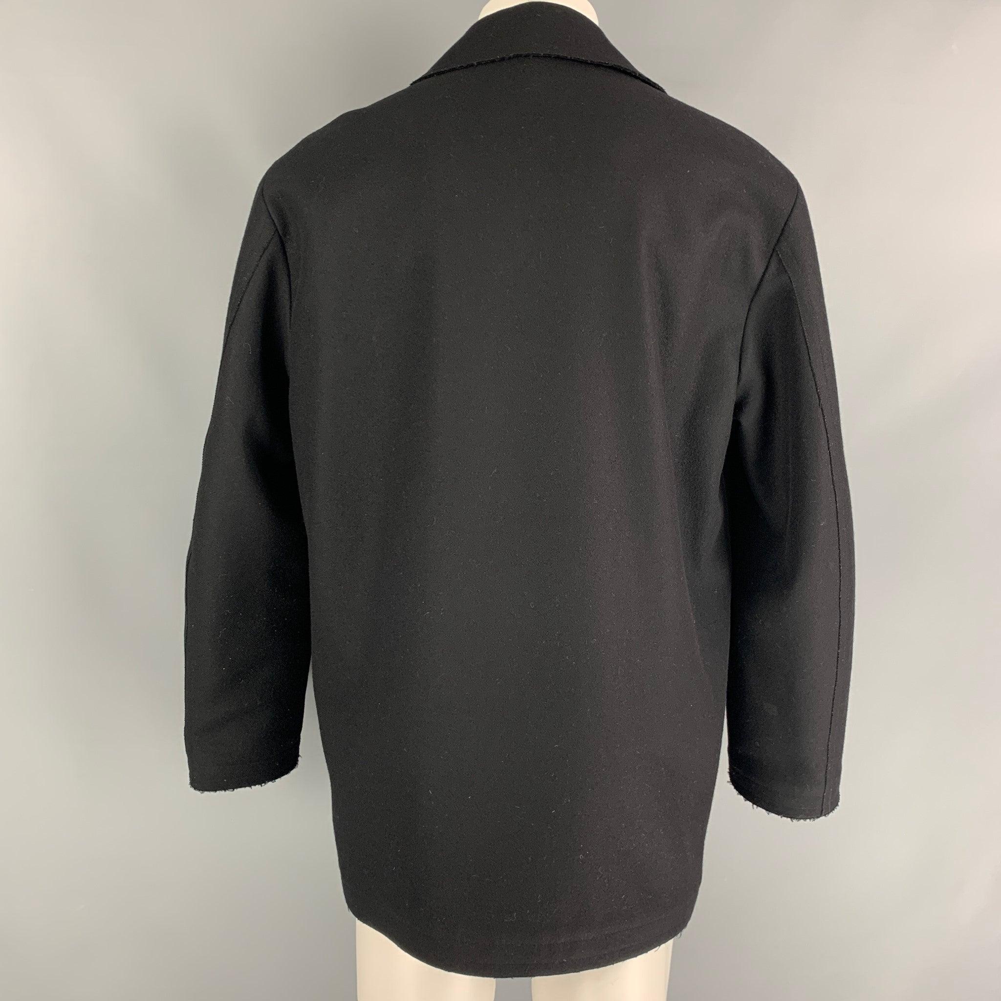 Men's GIORGIO ARMANI Size 38 black Wool Single breasted Peacoat For Sale