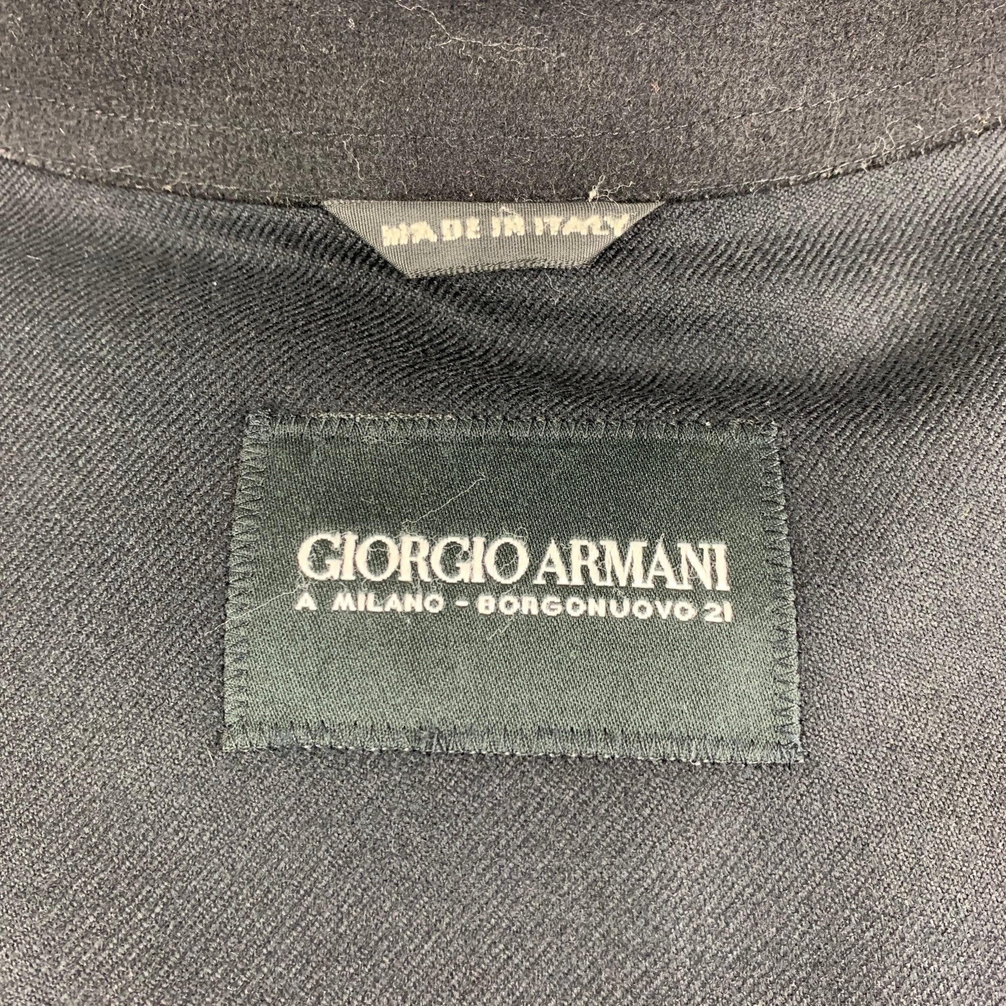 GIORGIO ARMANI Size 38 black Wool Single breasted Peacoat For Sale 2