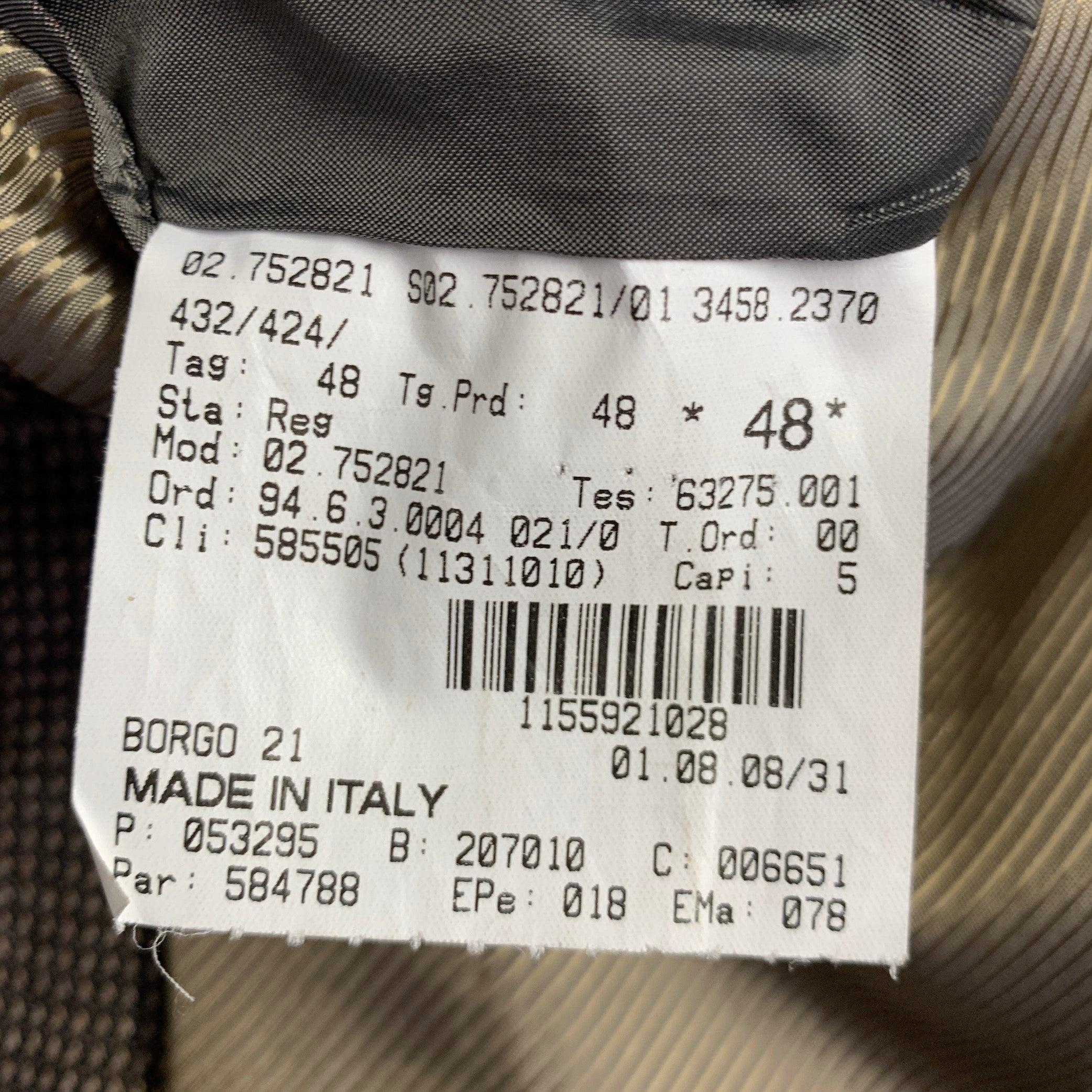 GIORGIO ARMANI Size 38 Brown Beige Woven Peak Lapel Sport Coat For Sale 6