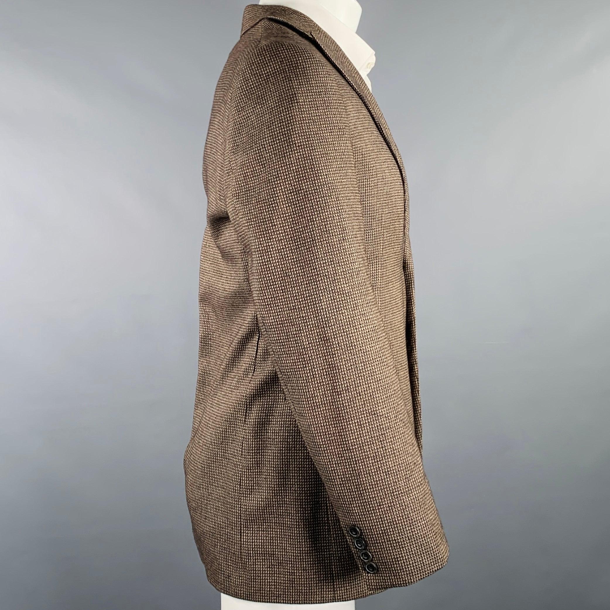 Men's GIORGIO ARMANI Size 38 Brown Beige Woven Peak Lapel Sport Coat For Sale
