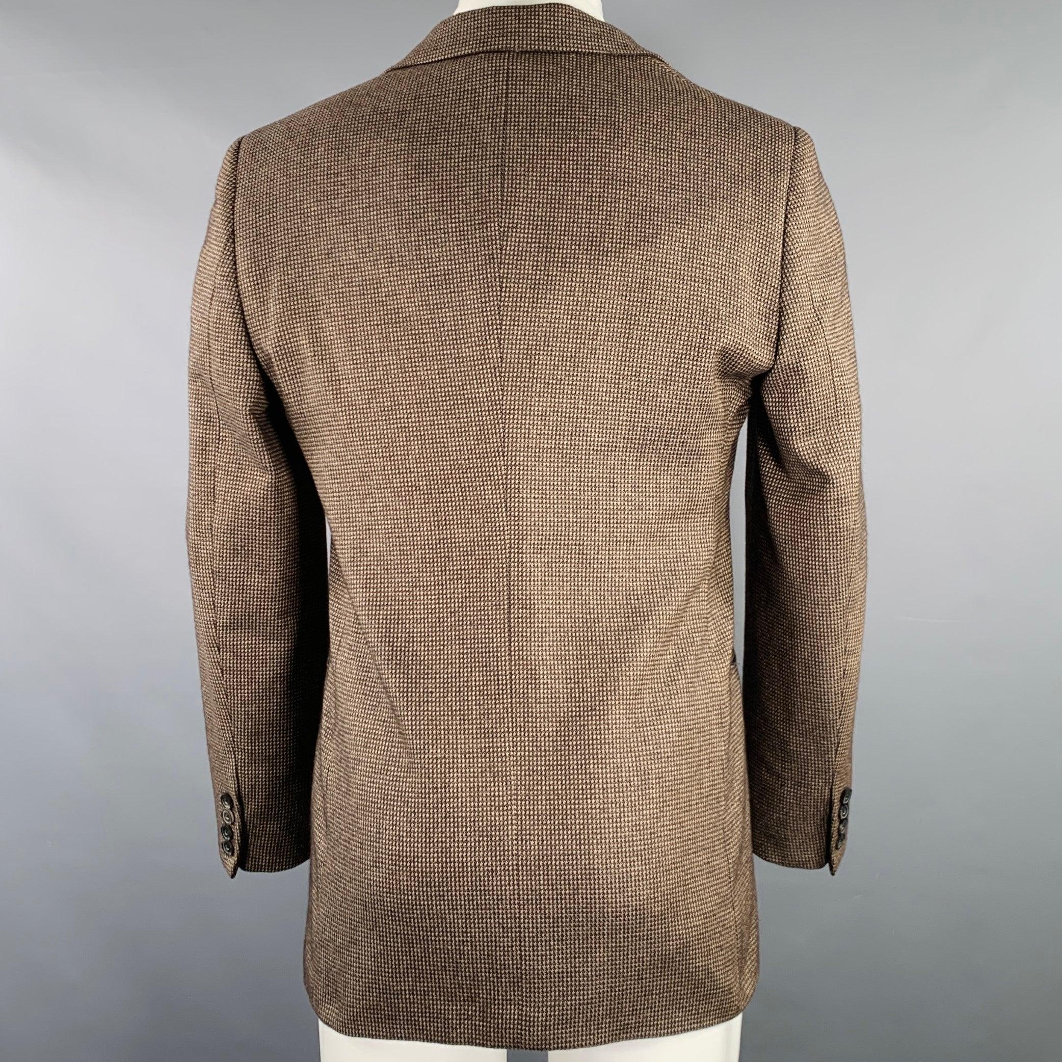 GIORGIO ARMANI Size 38 Brown Beige Woven Peak Lapel Sport Coat For Sale 1