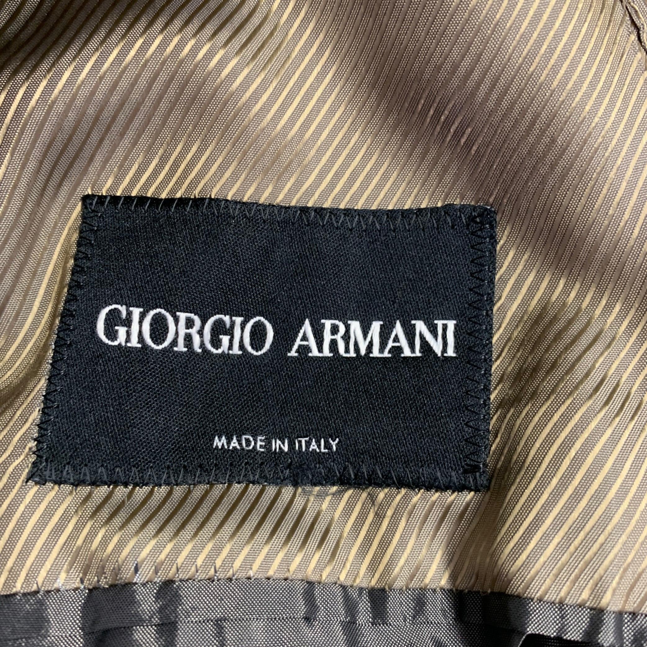 GIORGIO ARMANI Size 38 Brown Beige Woven Peak Lapel Sport Coat For Sale 3