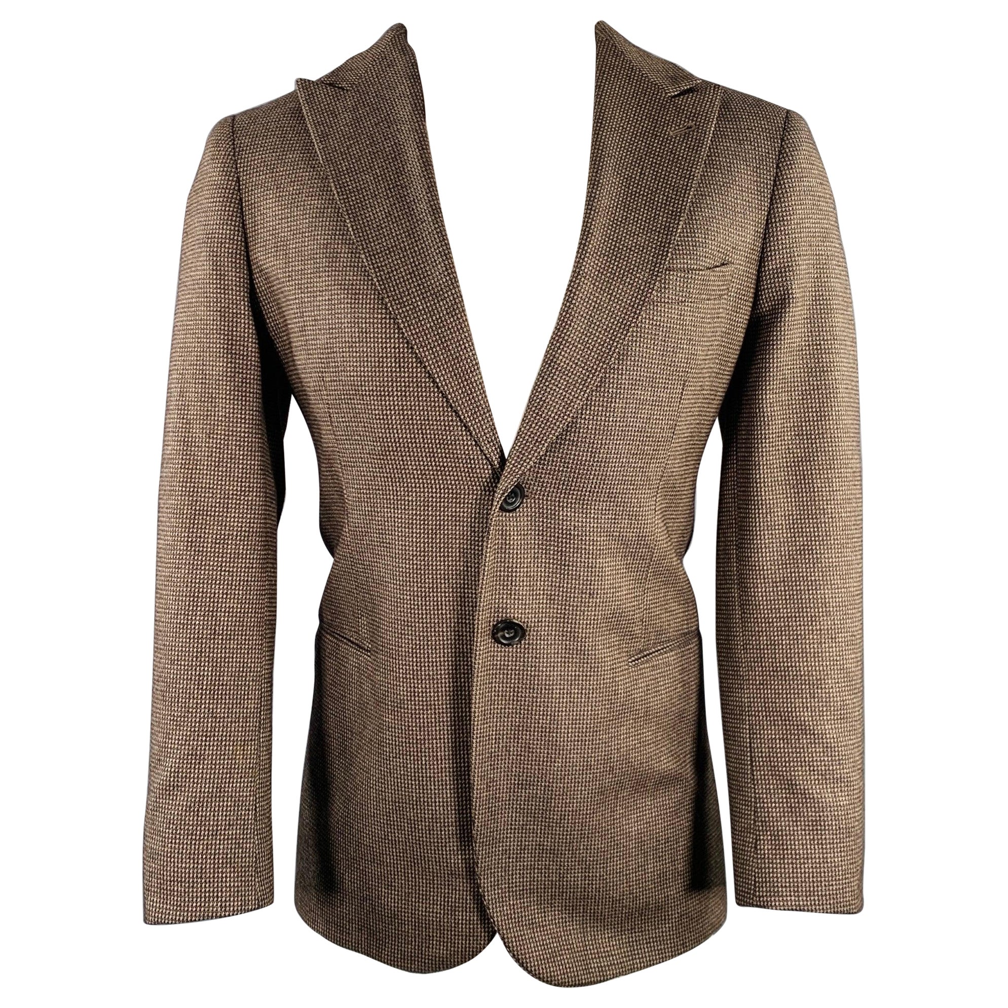 GIORGIO ARMANI Größe 38 Brown Beige Woven Peak Lapel Sport Mantel