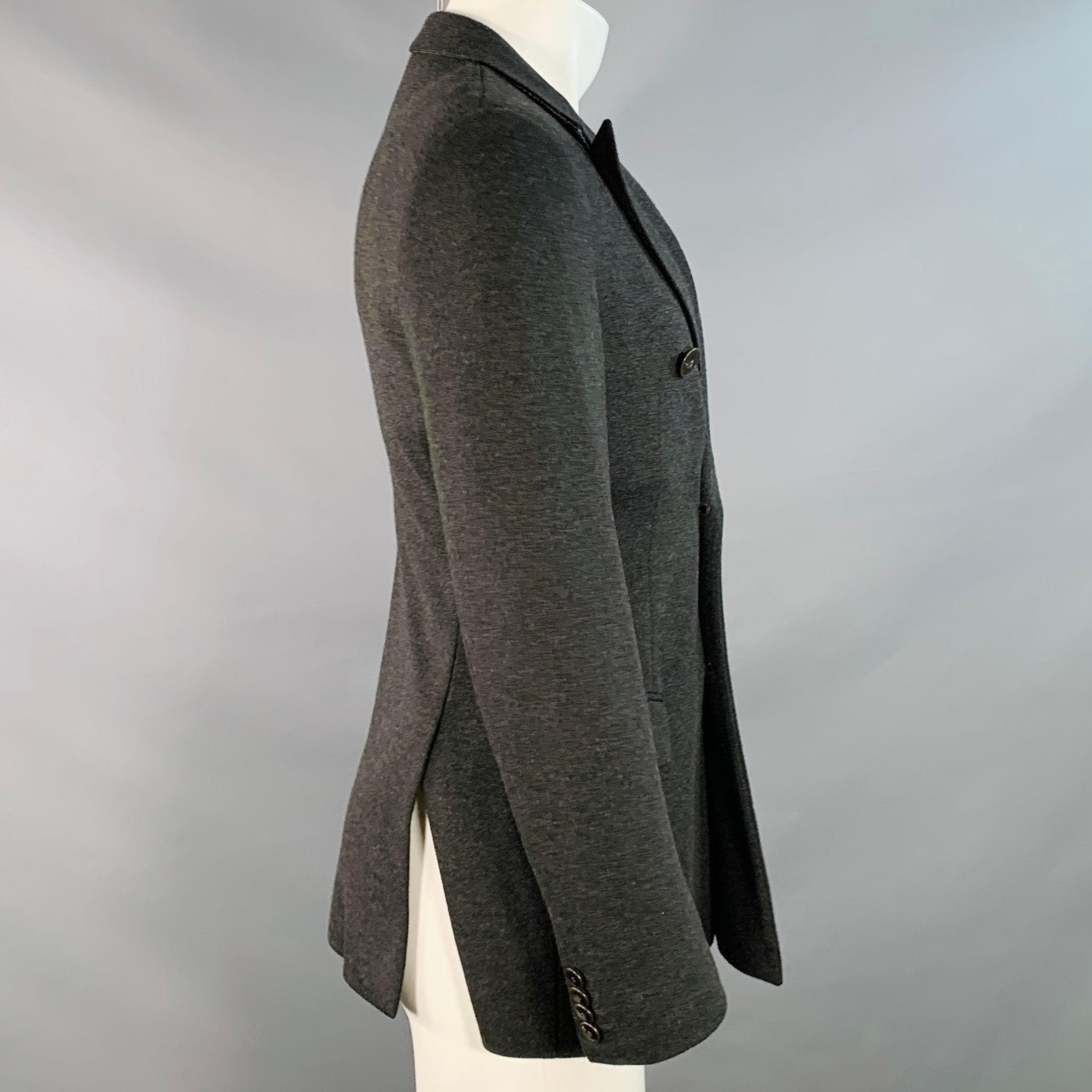Nero GIORGIO ARMANI Giacca doppio petto con revers reversibili in misto viscosa grigia taglia 38 in vendita
