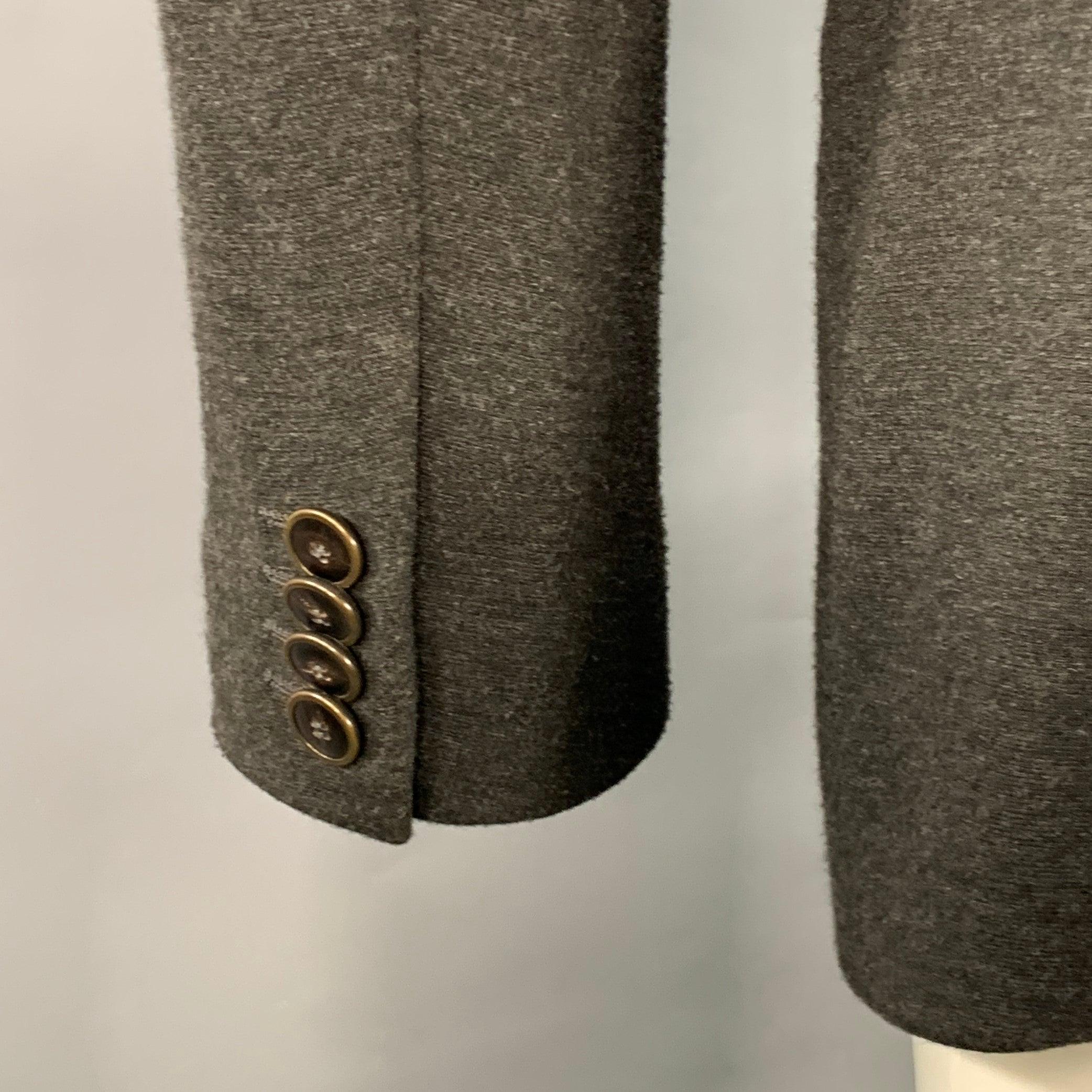 Uomo GIORGIO ARMANI Giacca doppio petto con revers reversibili in misto viscosa grigia taglia 38 in vendita