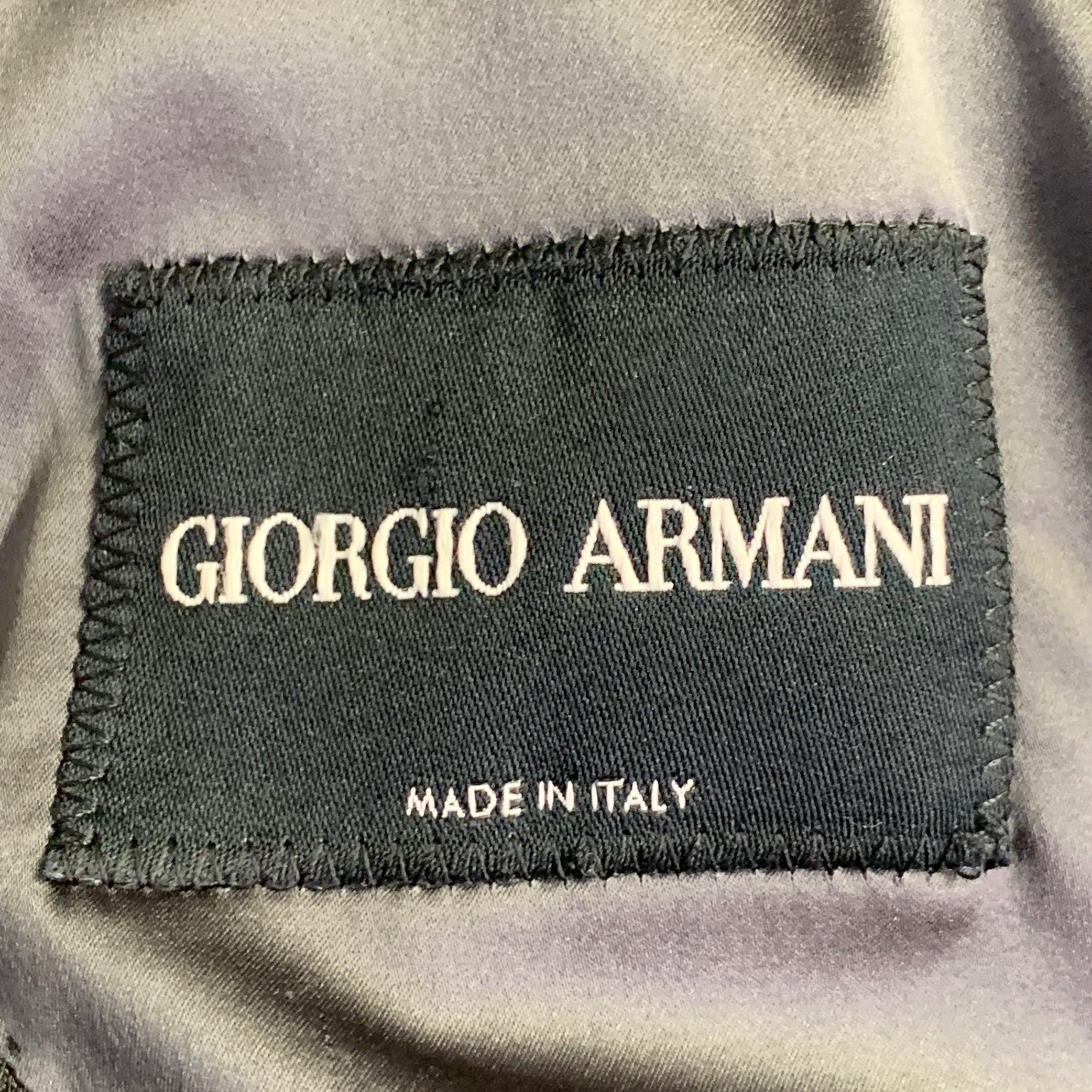 GIORGIO ARMANI Giacca doppio petto con revers reversibili in misto viscosa grigia taglia 38 in vendita 1