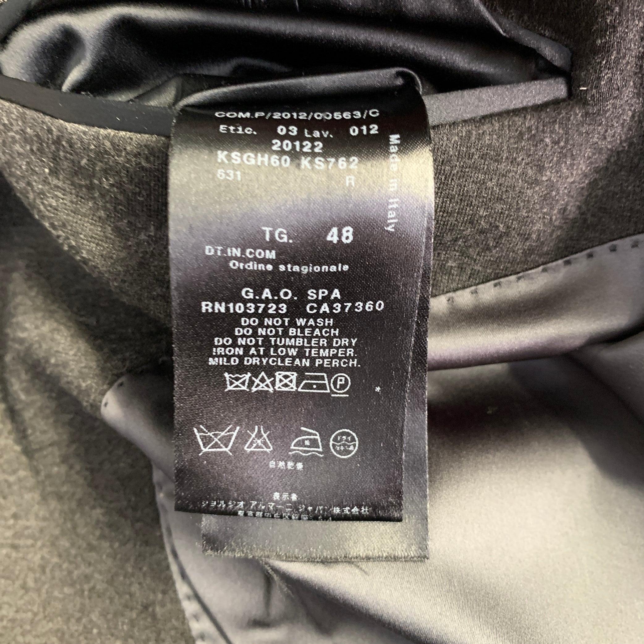 GIORGIO ARMANI Giacca doppio petto con revers reversibili in misto viscosa grigia taglia 38 in vendita 3