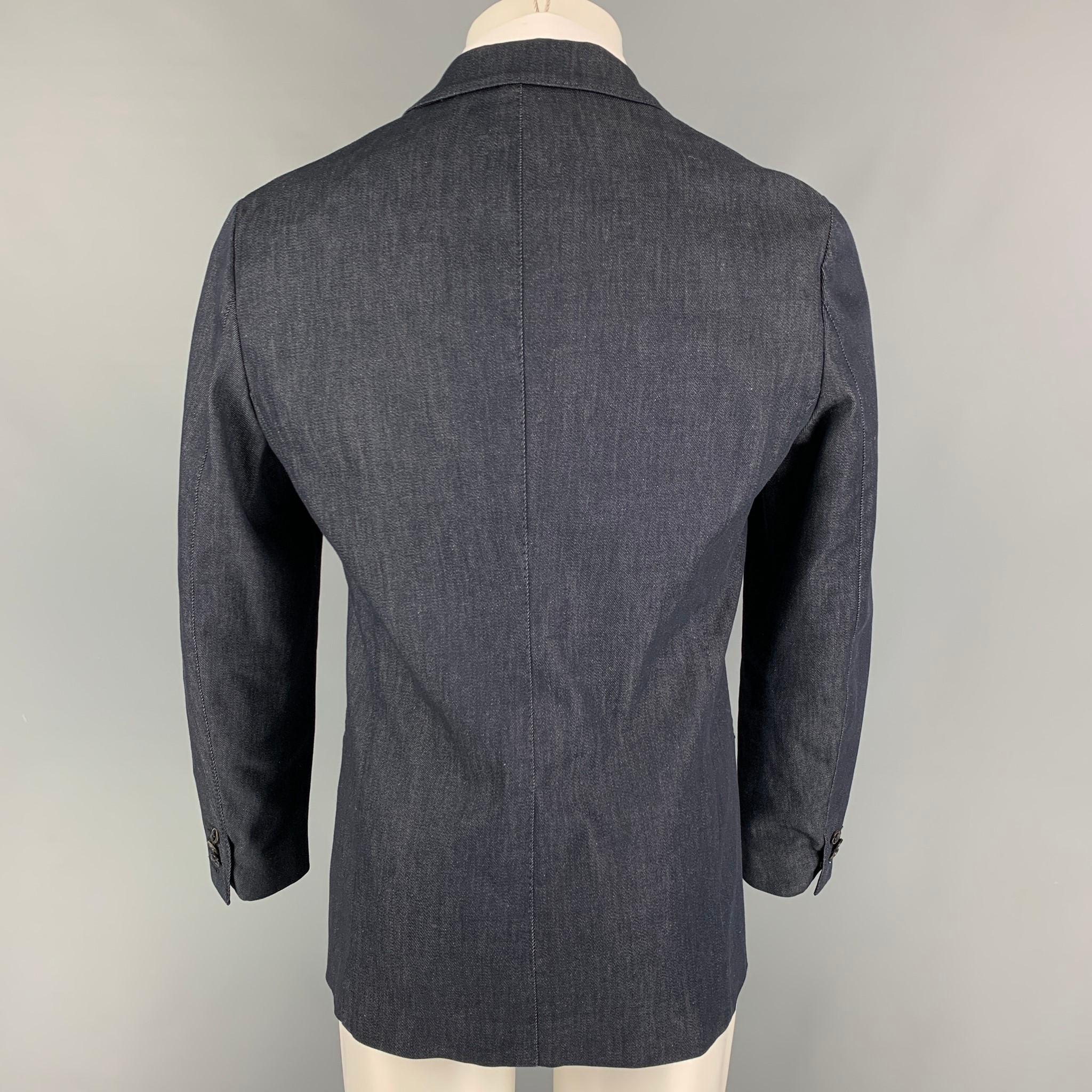 Black GIORGIO ARMANI Size 38 Indigo Cotton Sport Coat