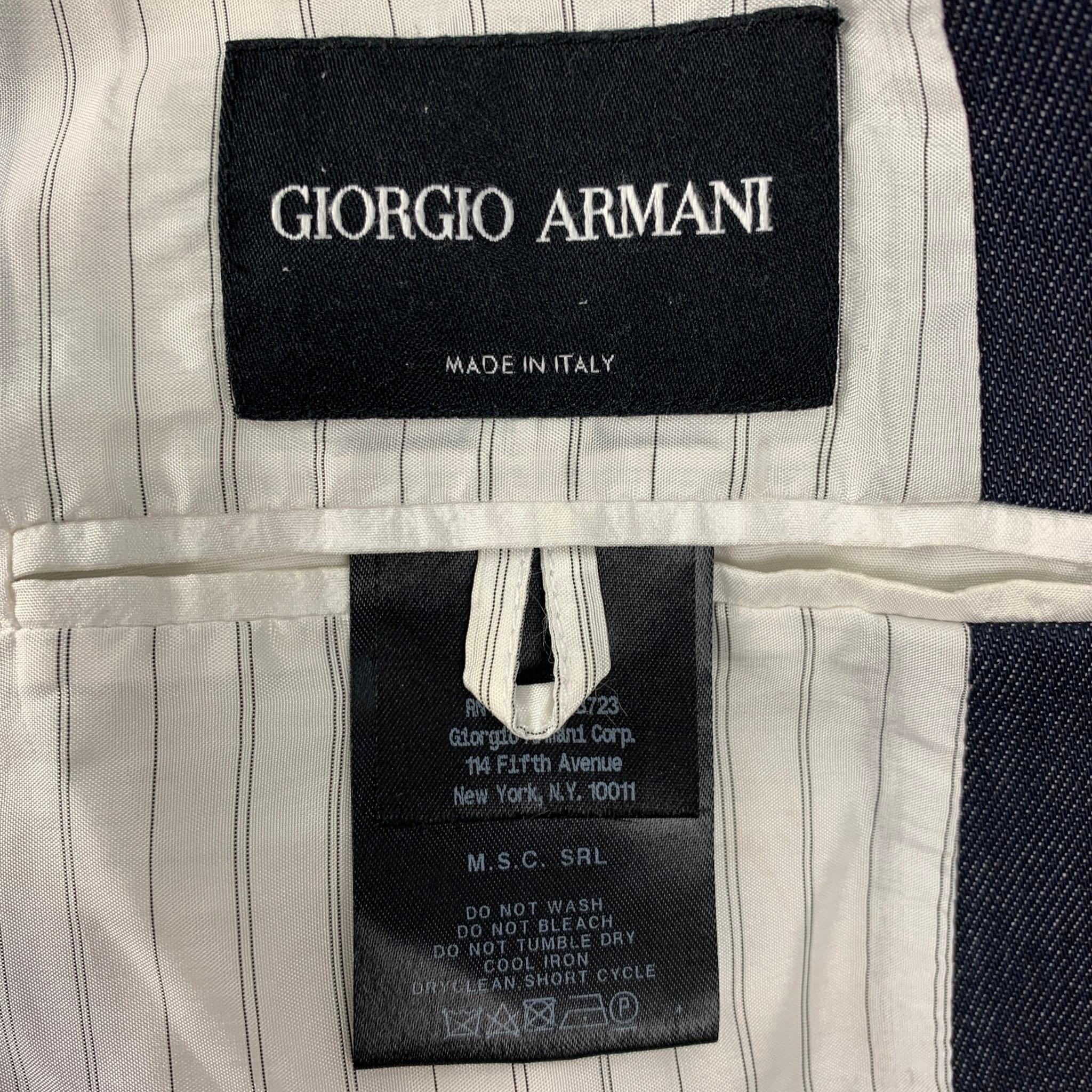 GIORGIO ARMANI Size 38 Indigo Cotton Sport Coat 1