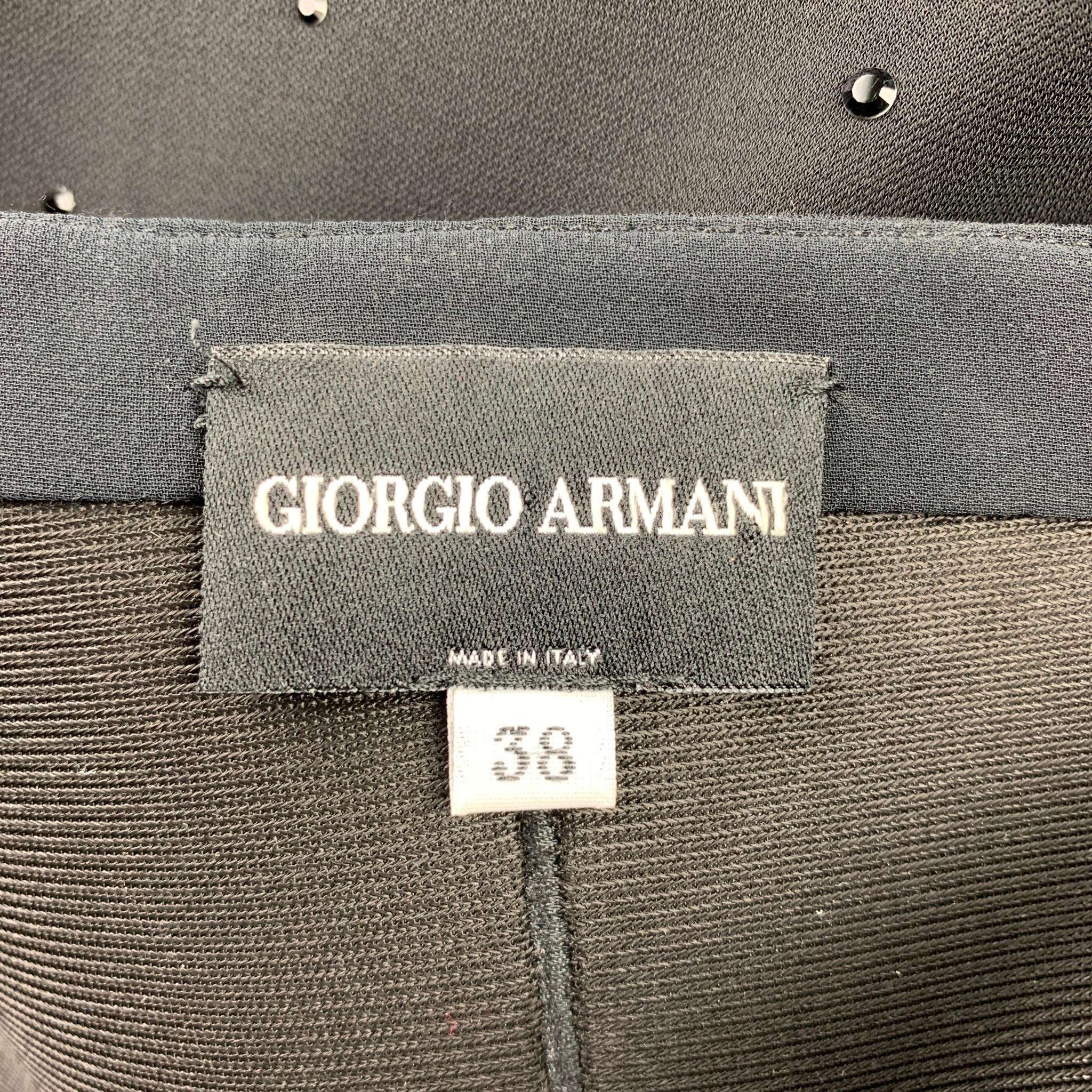 GIORGIO ARMANI Size 4 Black Beaded Jersey Shift Dress 1